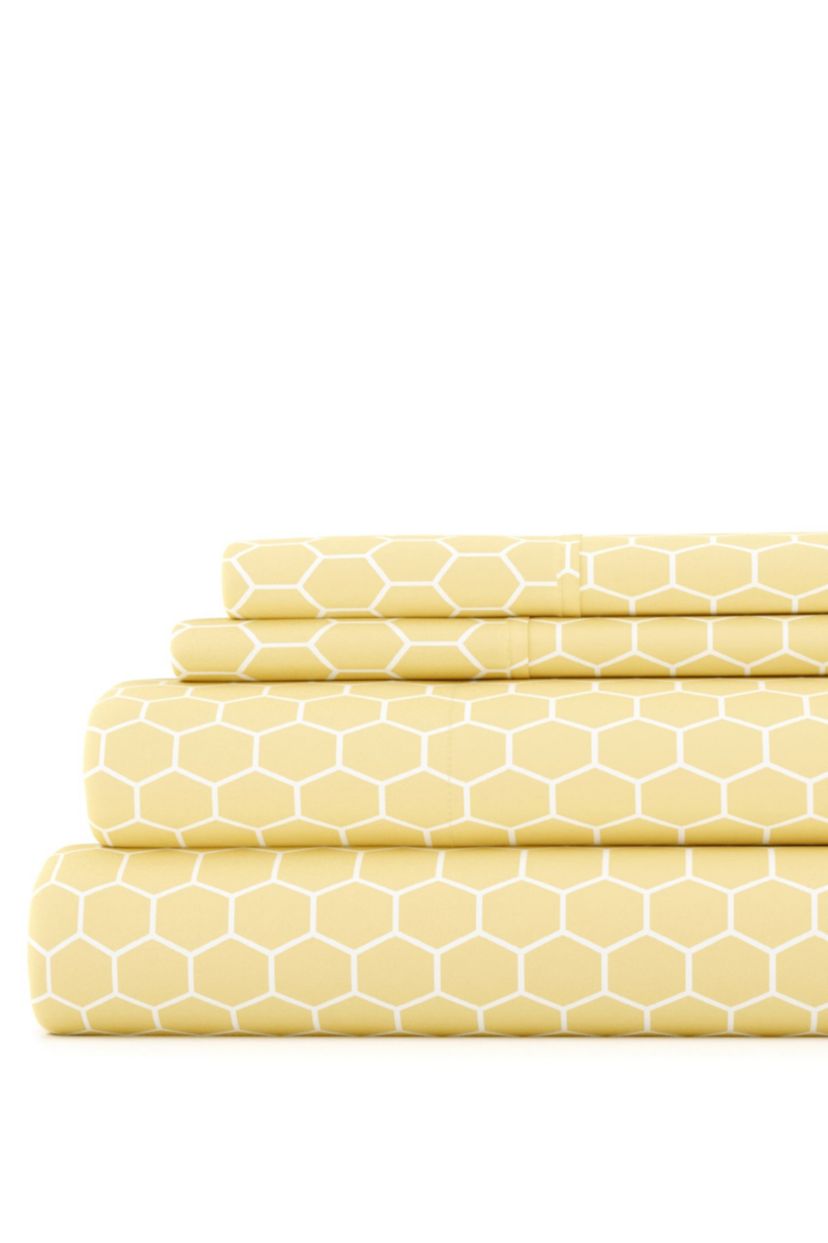 Sheet Set 4-Piece Patterned Microfiber Geometric Ultra Soft Bedding
