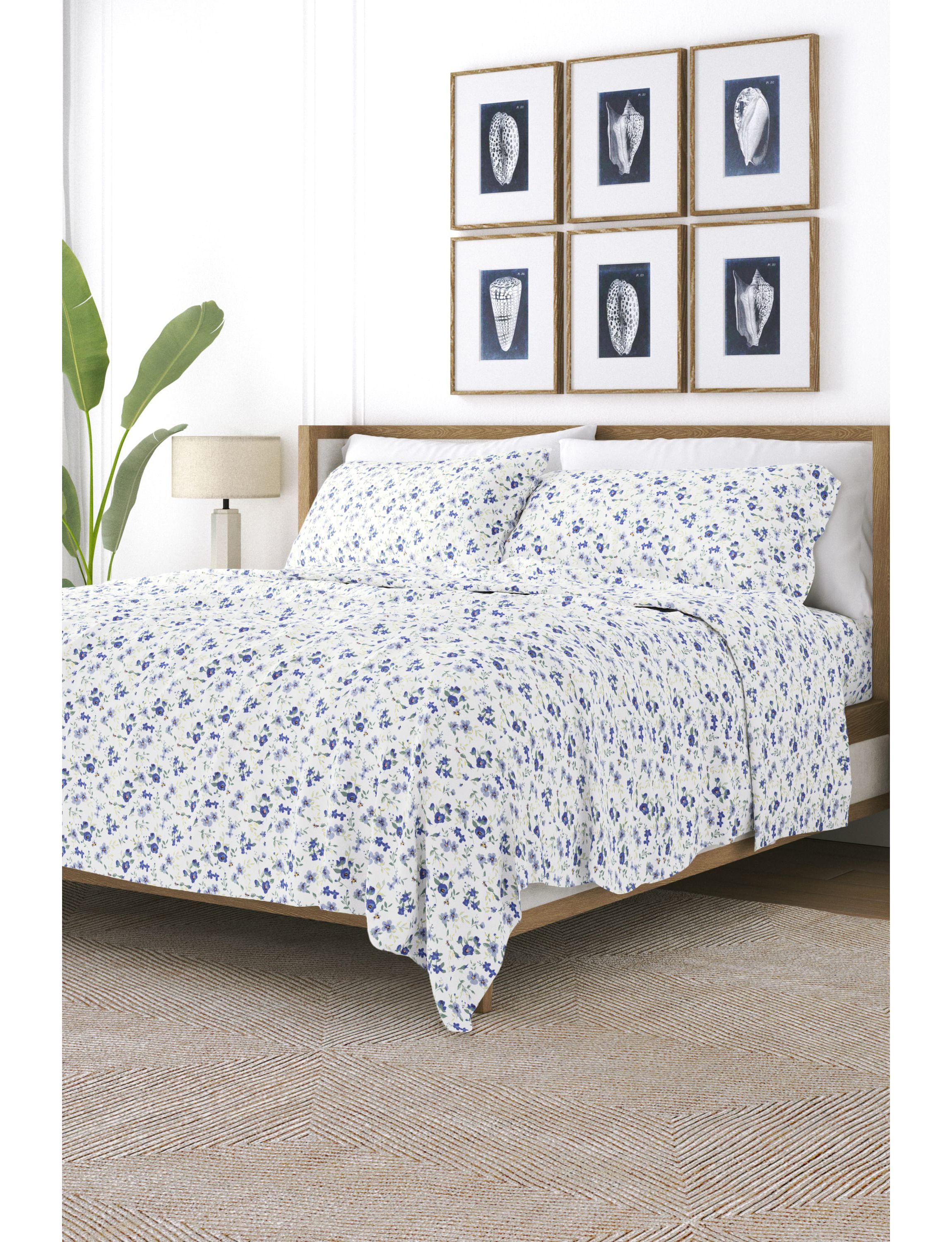 Sheet Set 4-Piece Patterned Microfiber Garden Farmhouse Ultra Soft Bedding