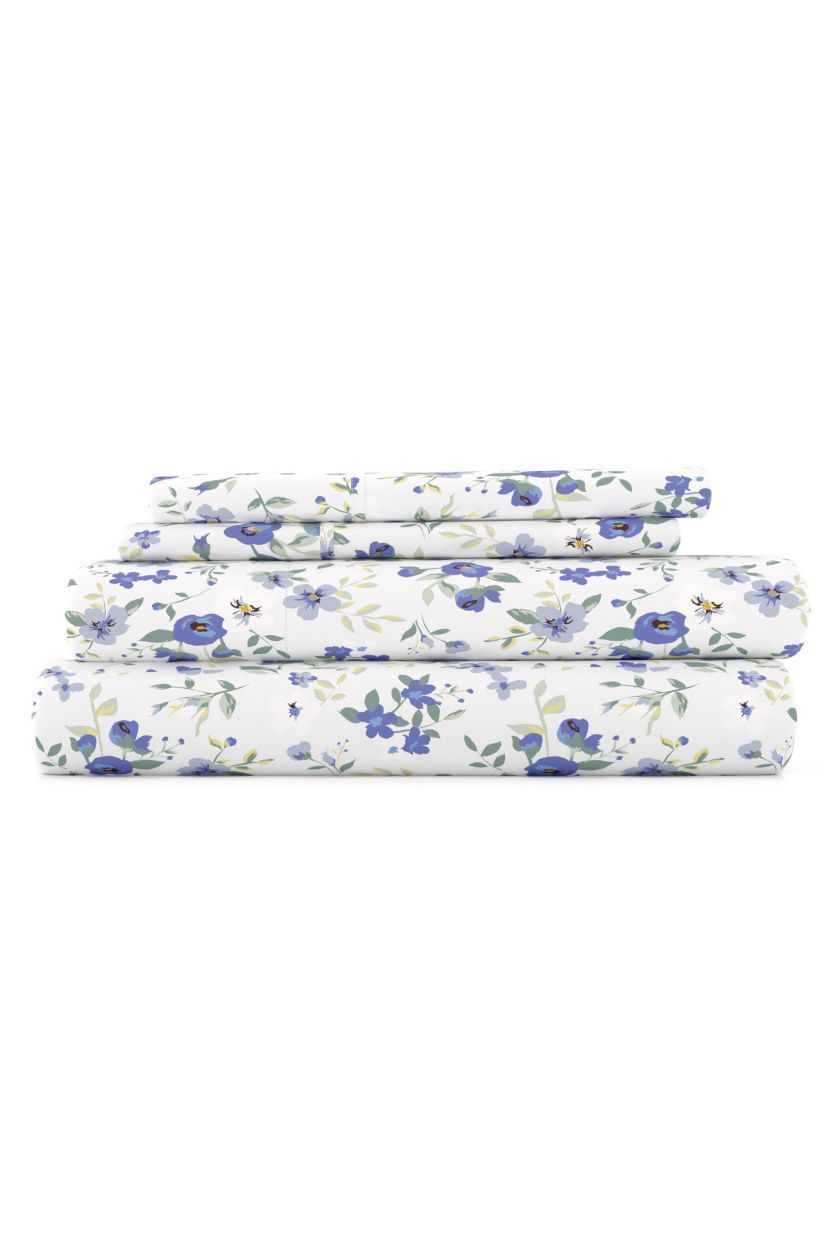 Sheet Set 4-Piece Patterned Microfiber Garden Farmhouse Ultra Soft Bedding