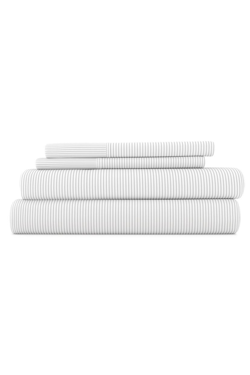 Sheet Set 4-Piece Patterned Microfiber Dots & Stripes Ultra Soft Bedding