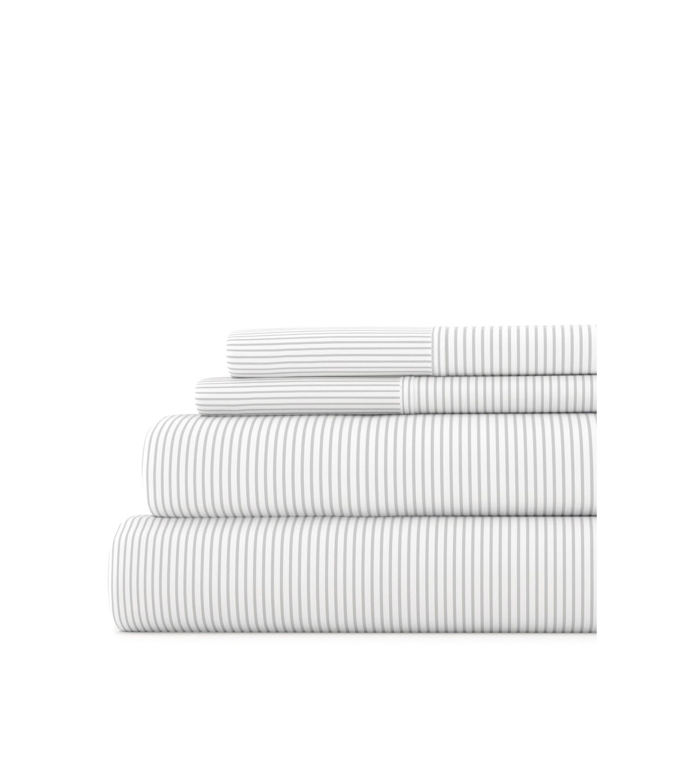 Sheet Set 4-Piece Patterned Microfiber Dots & Stripes Ultra Soft Bedding