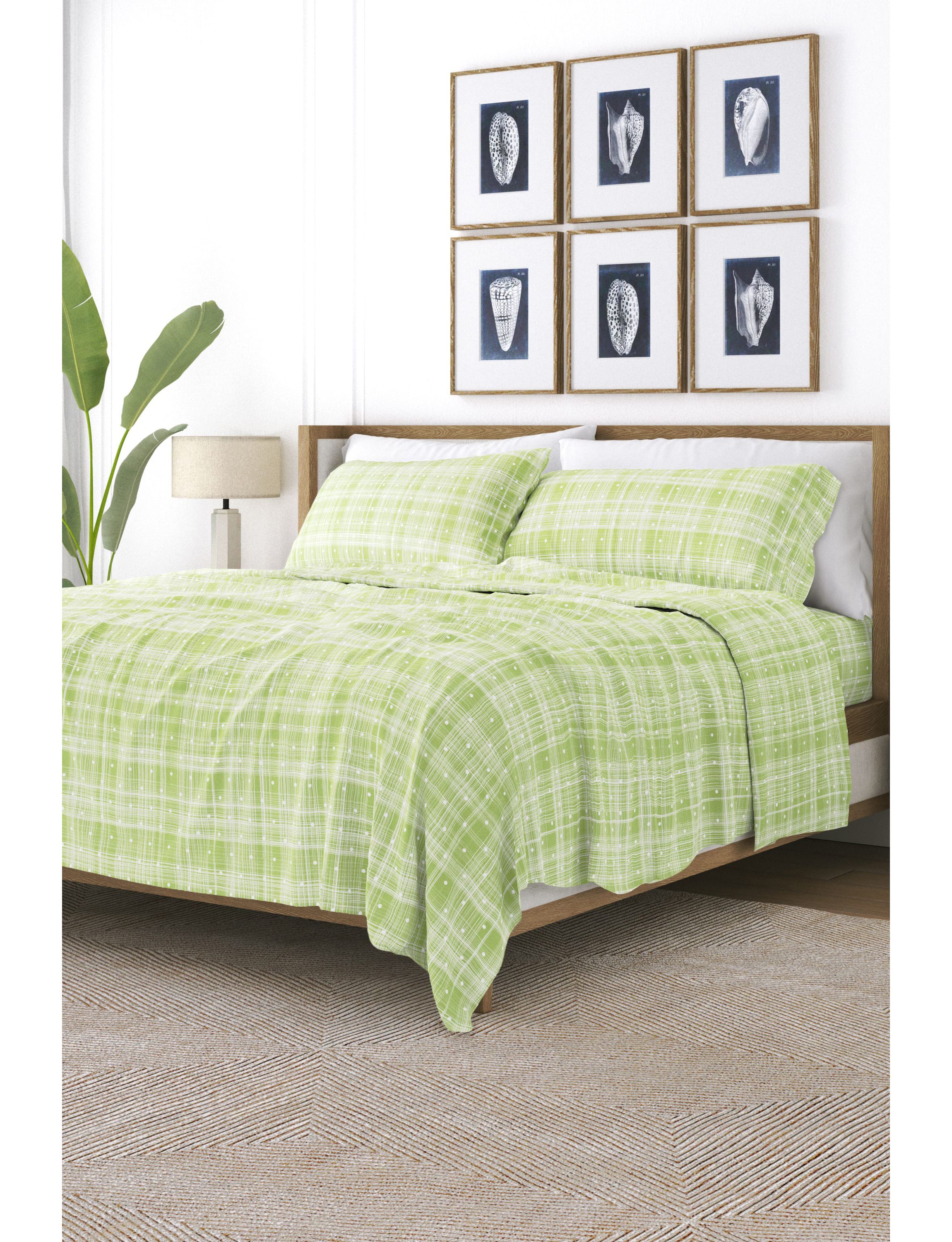 4-Piece Patterned Microfiber Dots and Stripes Ultra Soft Sheet Set