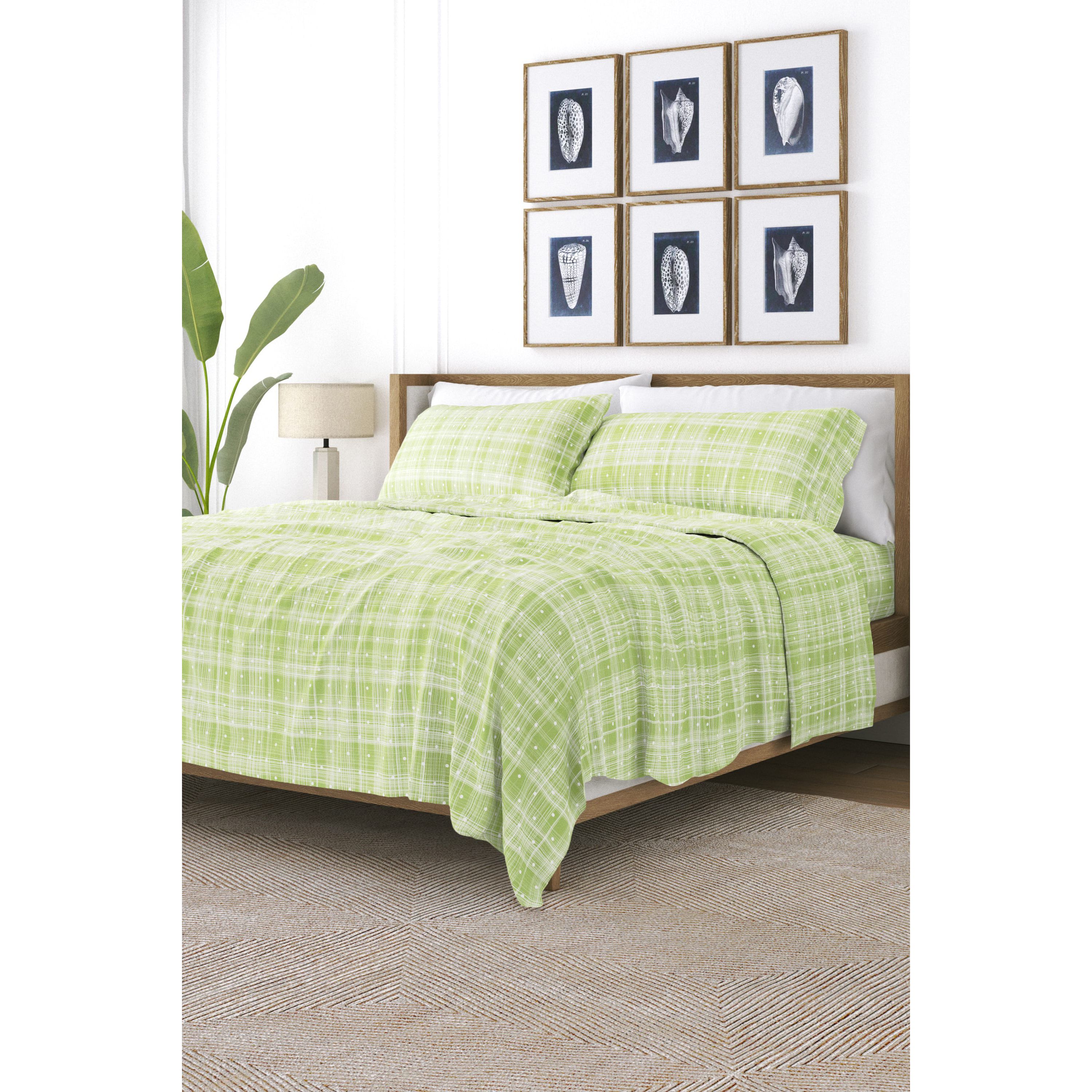 4-Piece Patterned Microfiber Dots and Stripes Ultra Soft Sheet Set