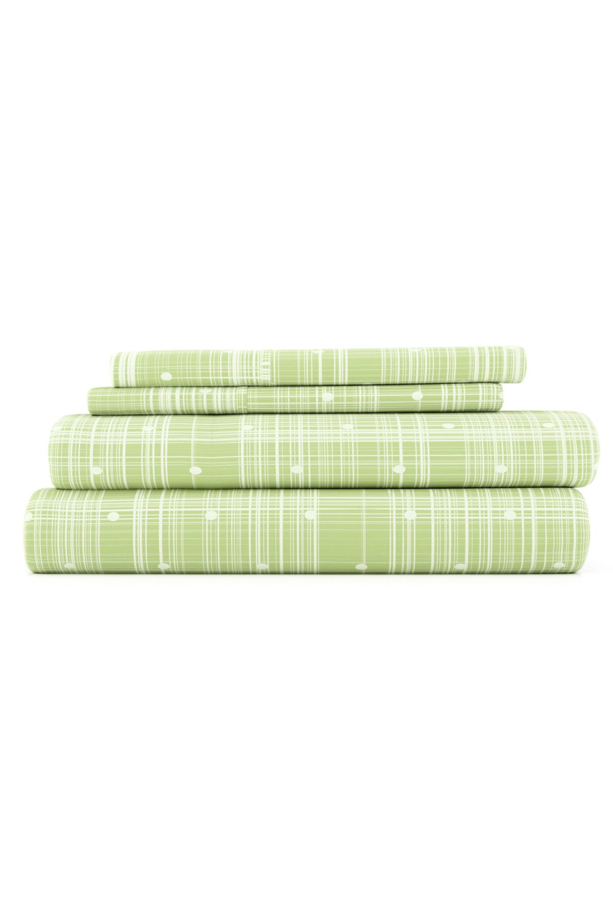 4-Piece Patterned Microfiber Dots and Stripes Ultra Soft Sheet Set