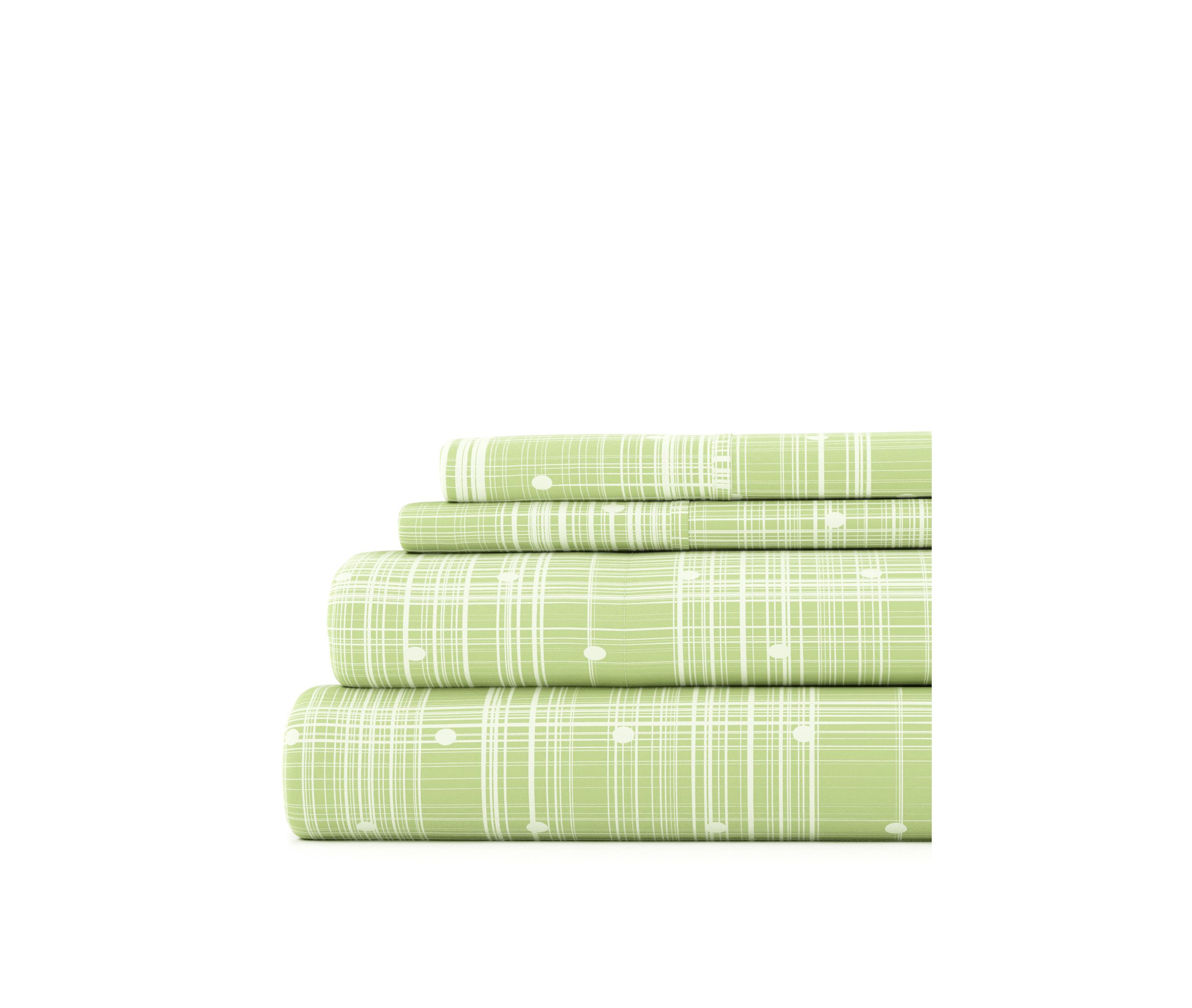 4-Piece Patterned Microfiber Dots and Stripes Ultra Soft Sheet Set