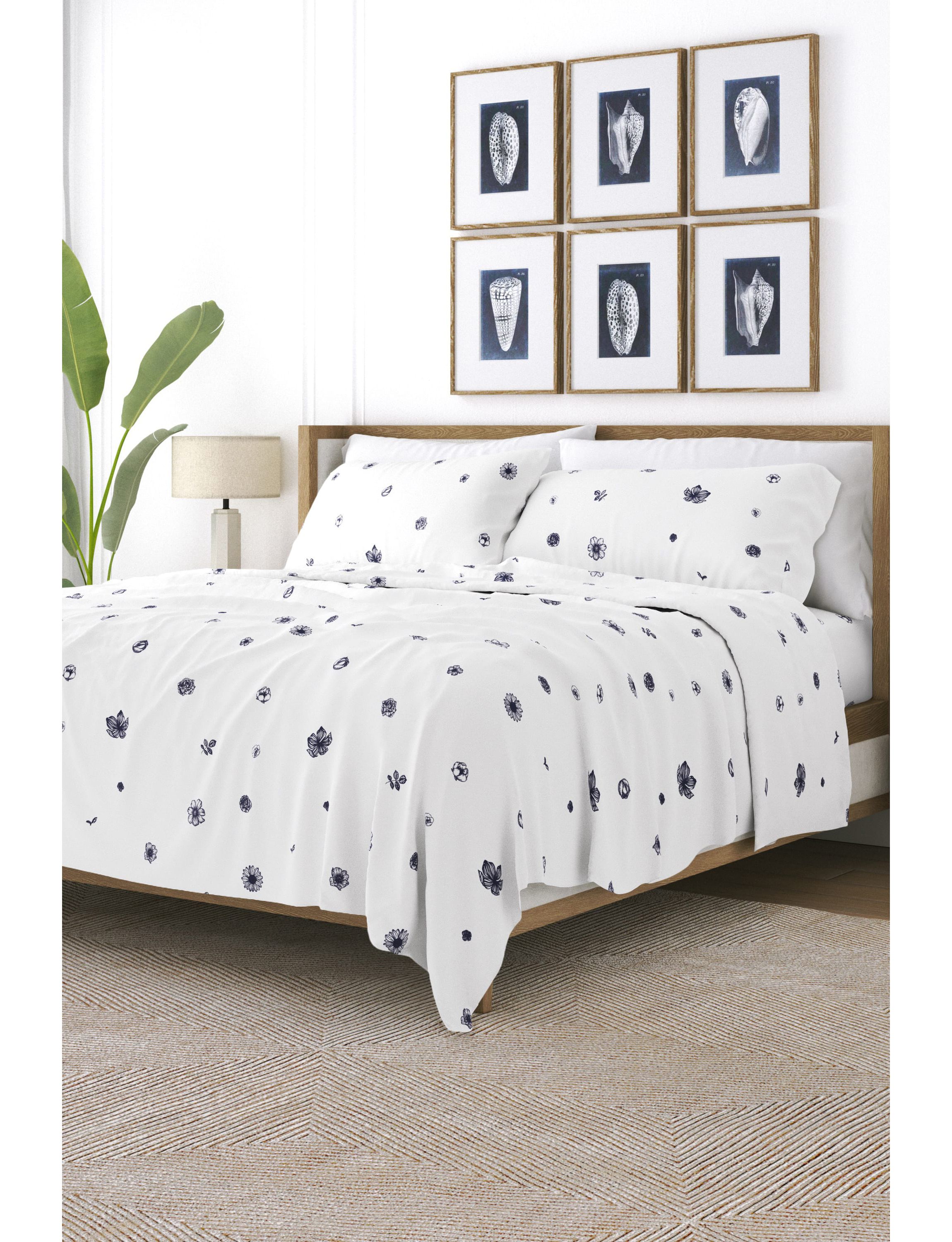 Sheet Set 4-Piece Patterned Microfiber Garden Farmhouse Ultra Soft Bedding