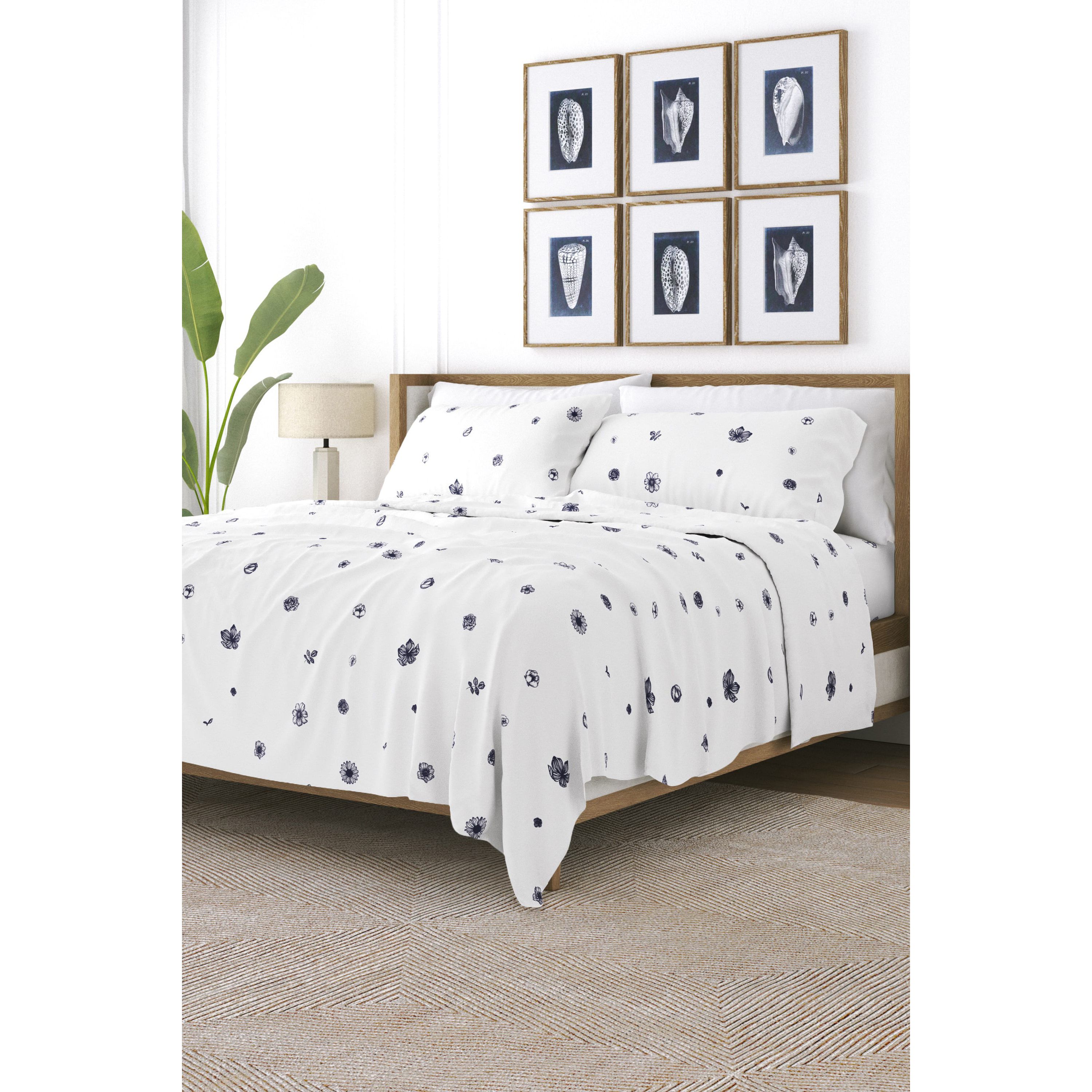 Sheet Set 4-Piece Patterned Microfiber Garden Farmhouse Ultra Soft Bedding