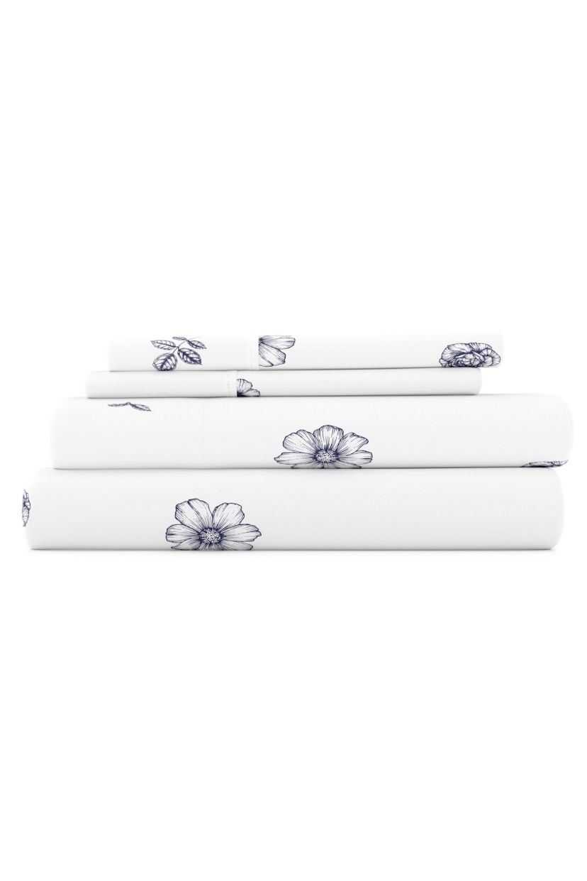 Sheet Set 4-Piece Patterned Microfiber Garden Farmhouse Ultra Soft Bedding