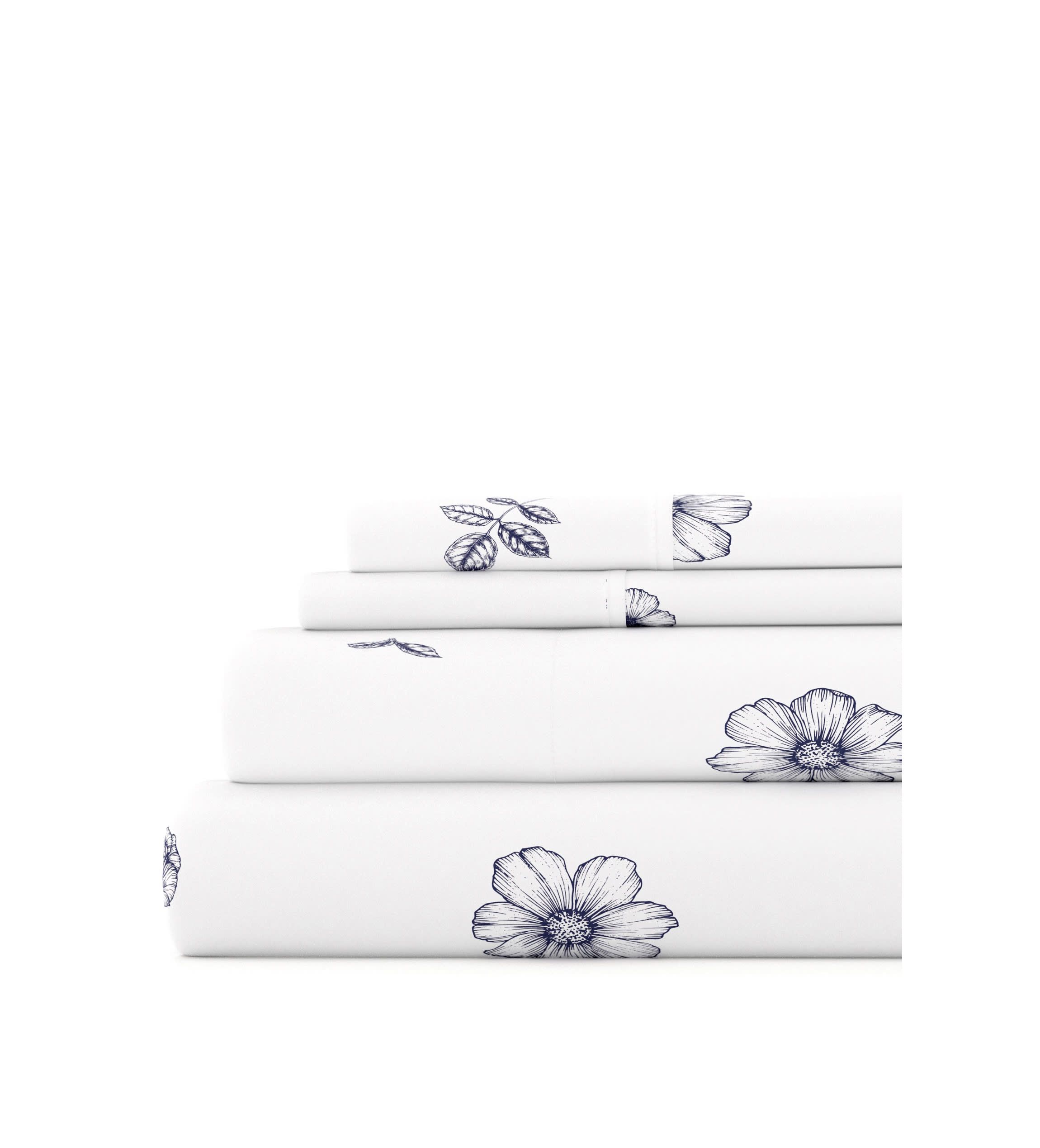 Sheet Set 4-Piece Patterned Microfiber Garden Farmhouse Ultra Soft Bedding
