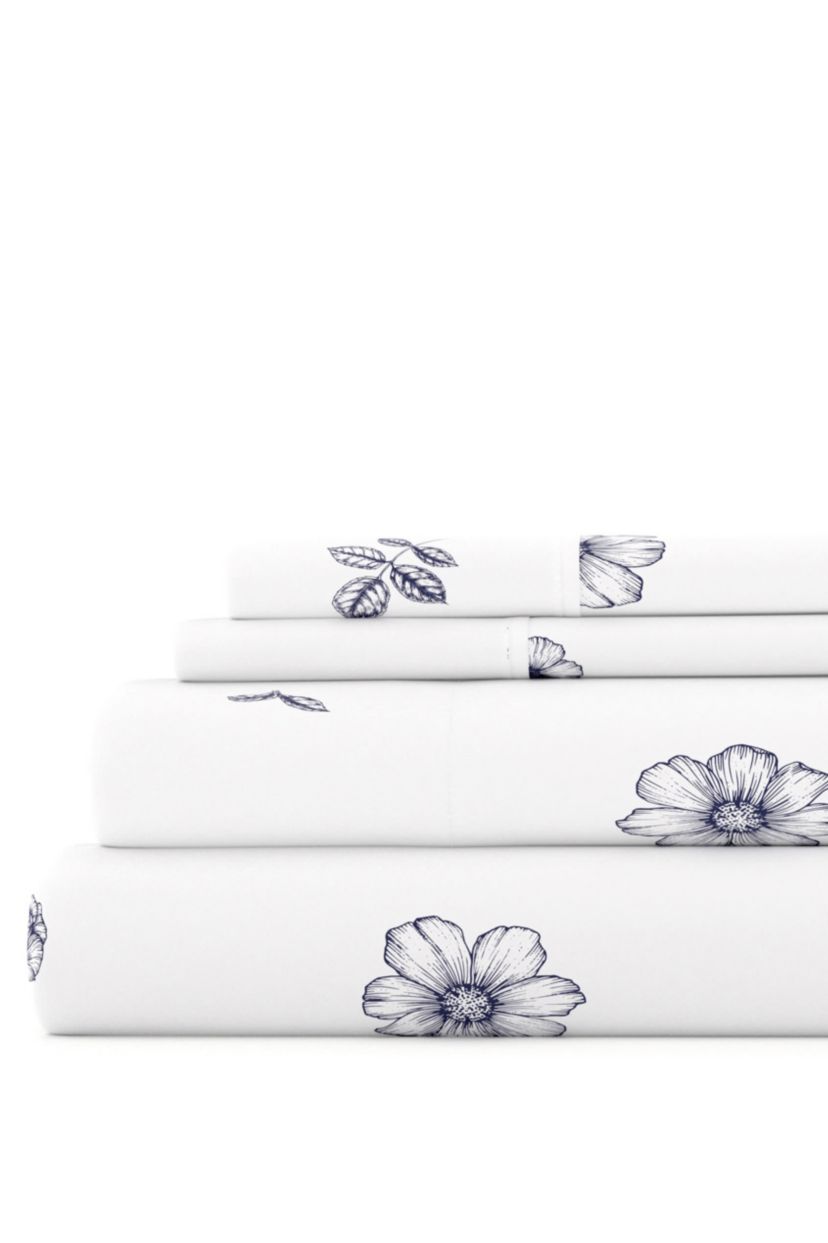 Sheet Set 4-Piece Patterned Microfiber Garden Farmhouse Ultra Soft Bedding