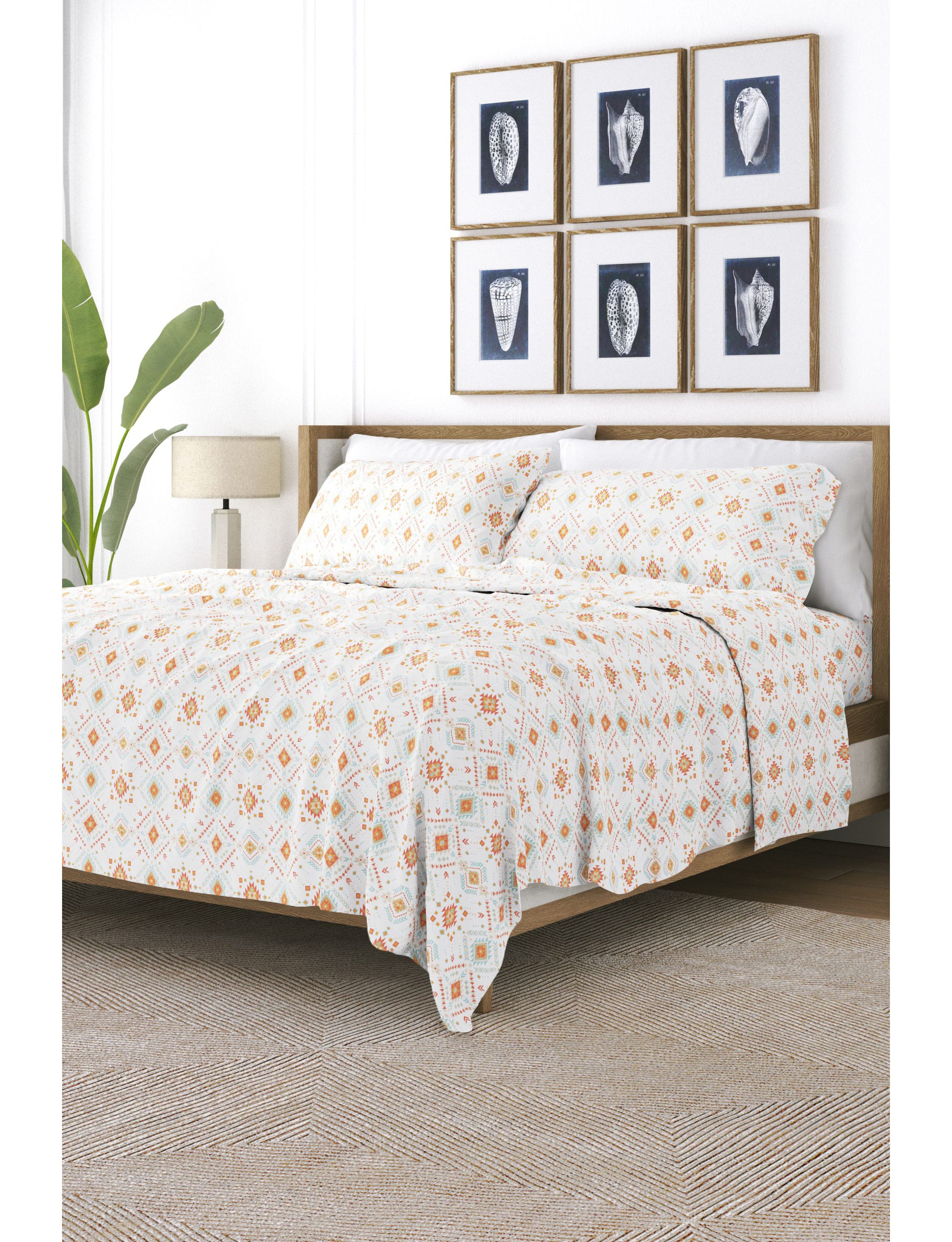 Sheet Set 4-Piece Patterned Microfiber Bohemian Ultra Soft Bedding