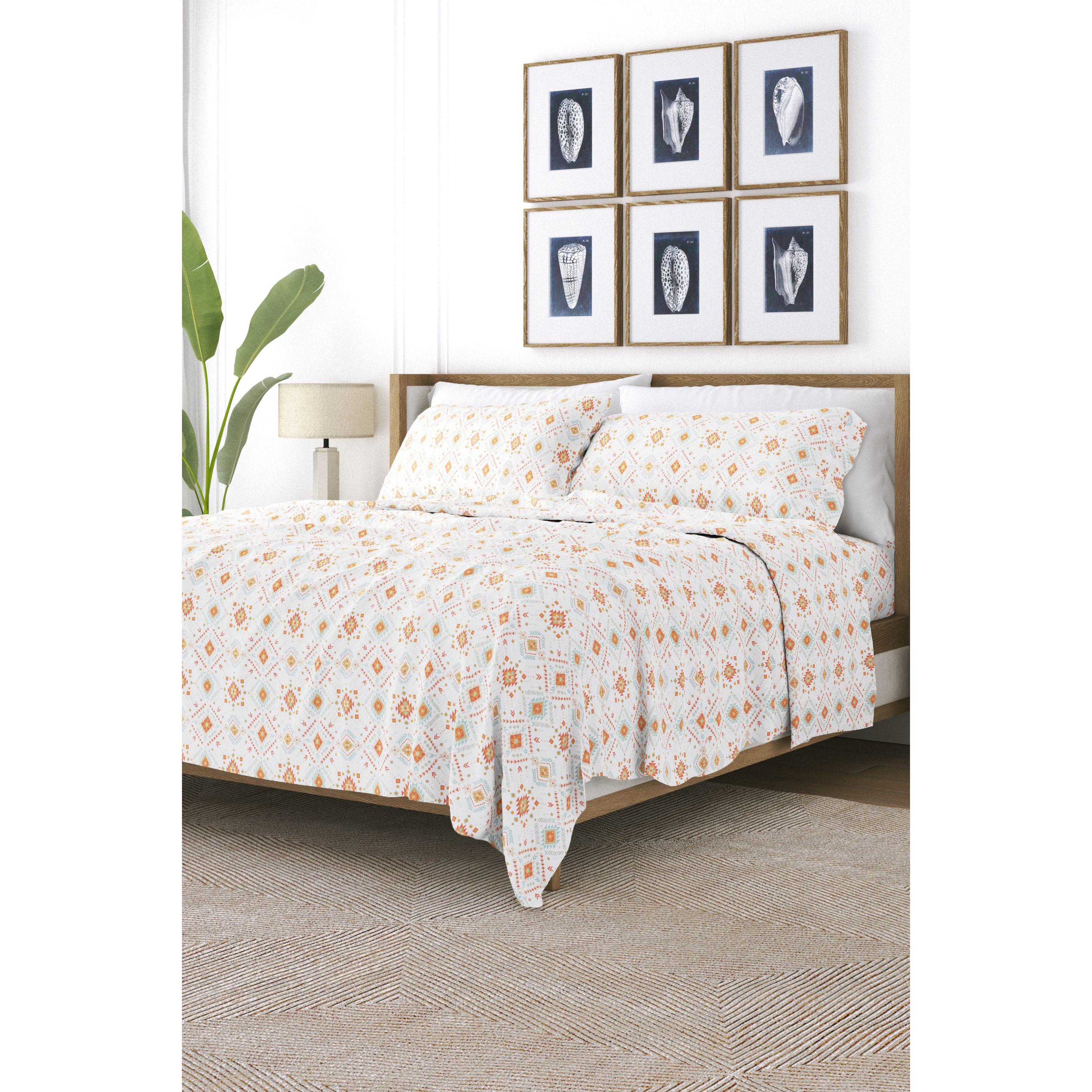 Sheet Set 4-Piece Patterned Microfiber Bohemian Ultra Soft Bedding