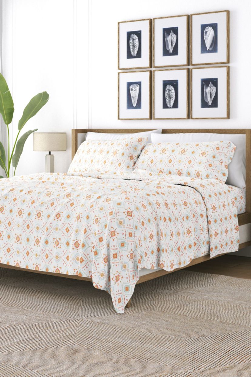 Sheet Set 4-Piece Patterned Microfiber Bohemian Ultra Soft Bedding