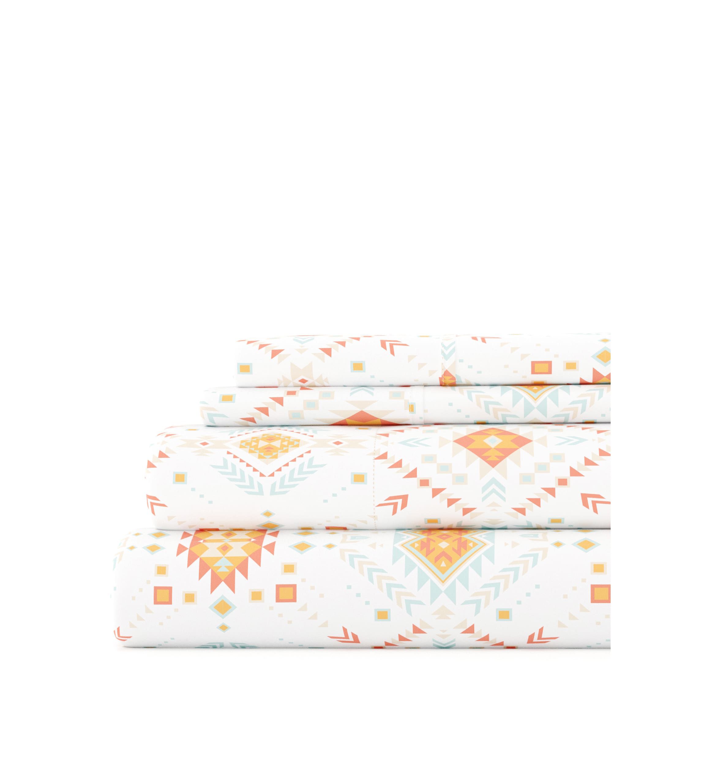 Sheet Set 4-Piece Patterned Microfiber Bohemian Ultra Soft Bedding