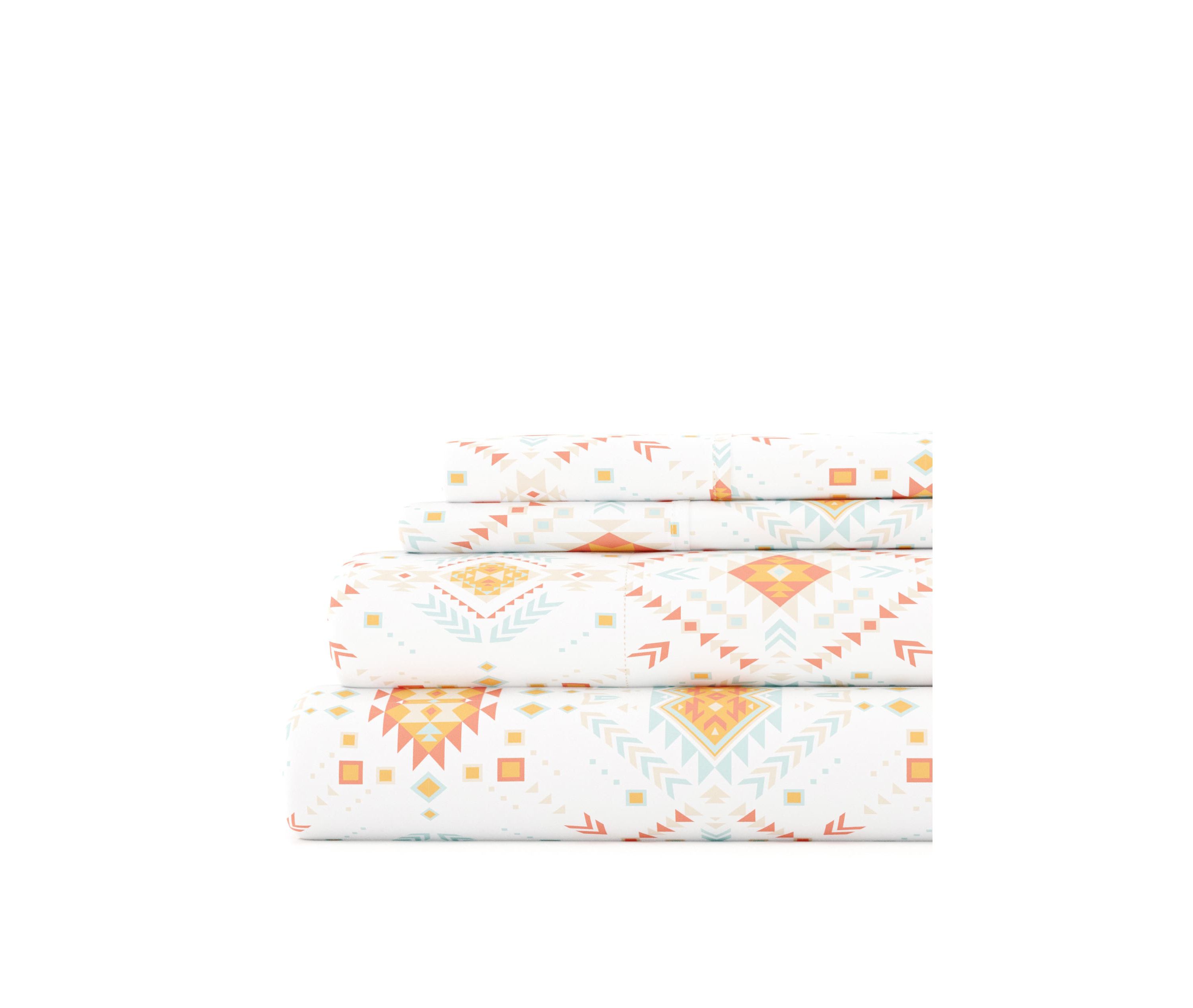Sheet Set 4-Piece Patterned Microfiber Bohemian Ultra Soft Bedding