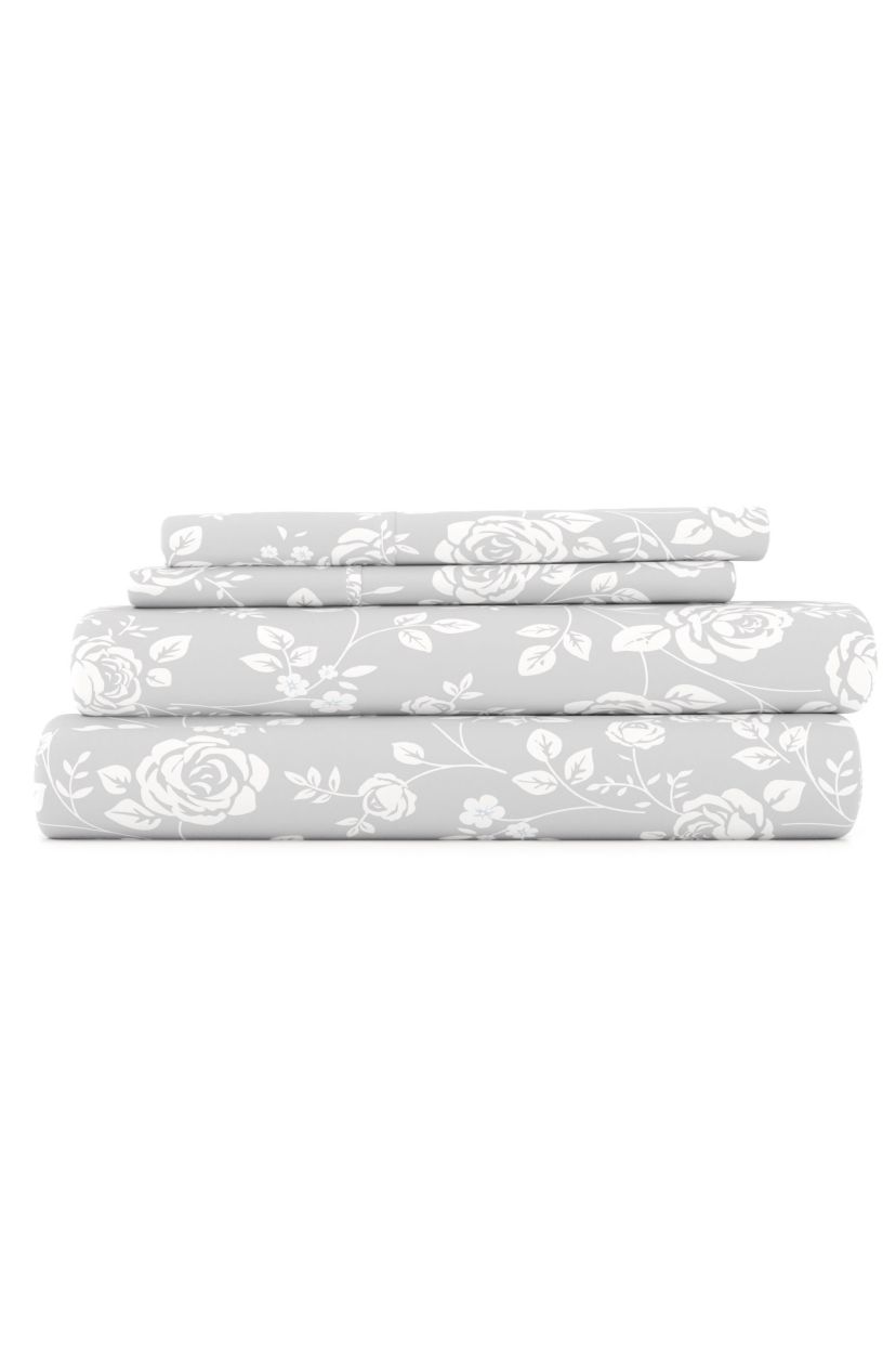 Sheet Set 4-Piece Patterned Microfiber Garden Farmhouse Ultra Soft Bedding