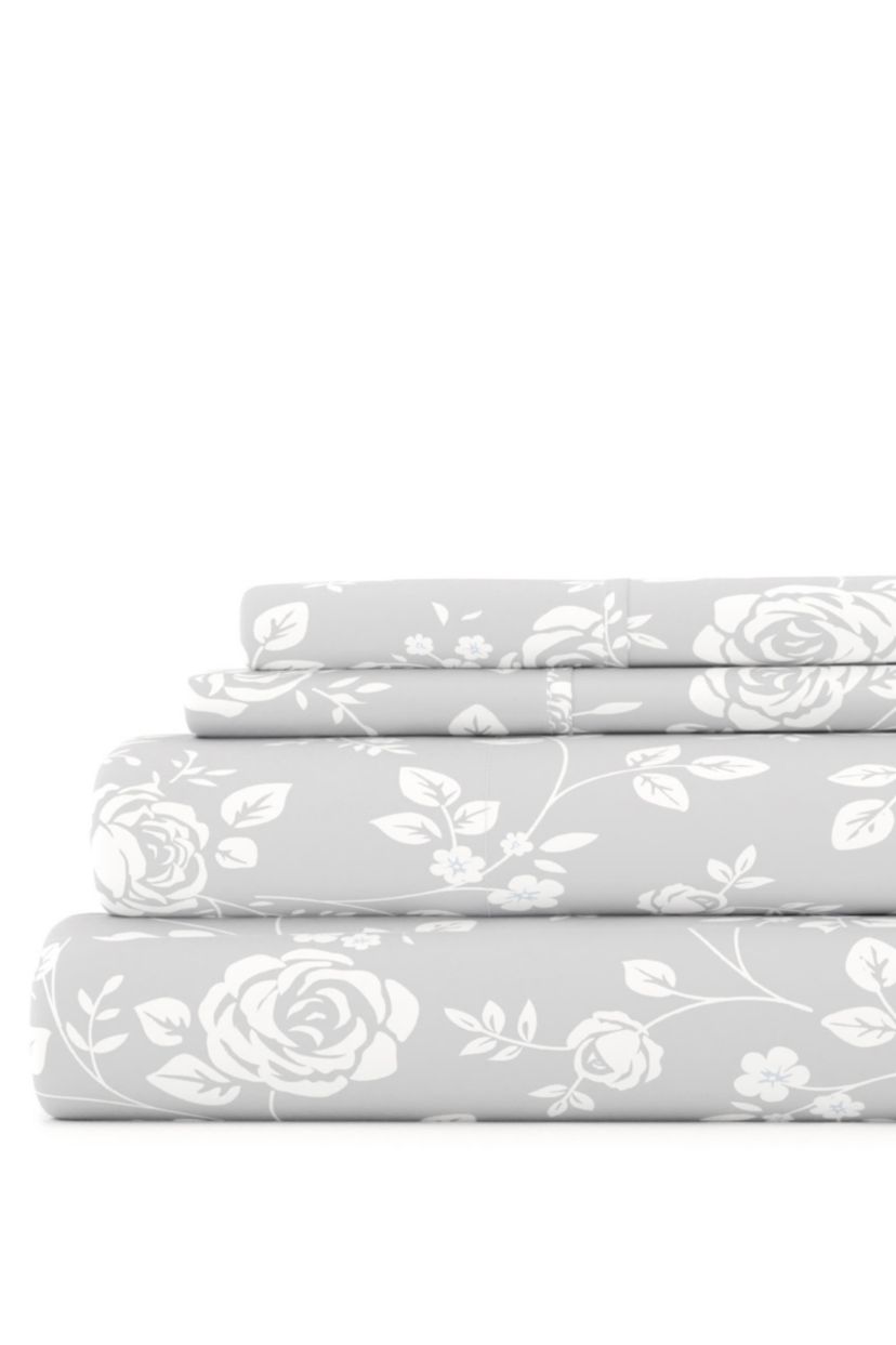 Sheet Set 4-Piece Patterned Microfiber Garden Farmhouse Ultra Soft Bedding