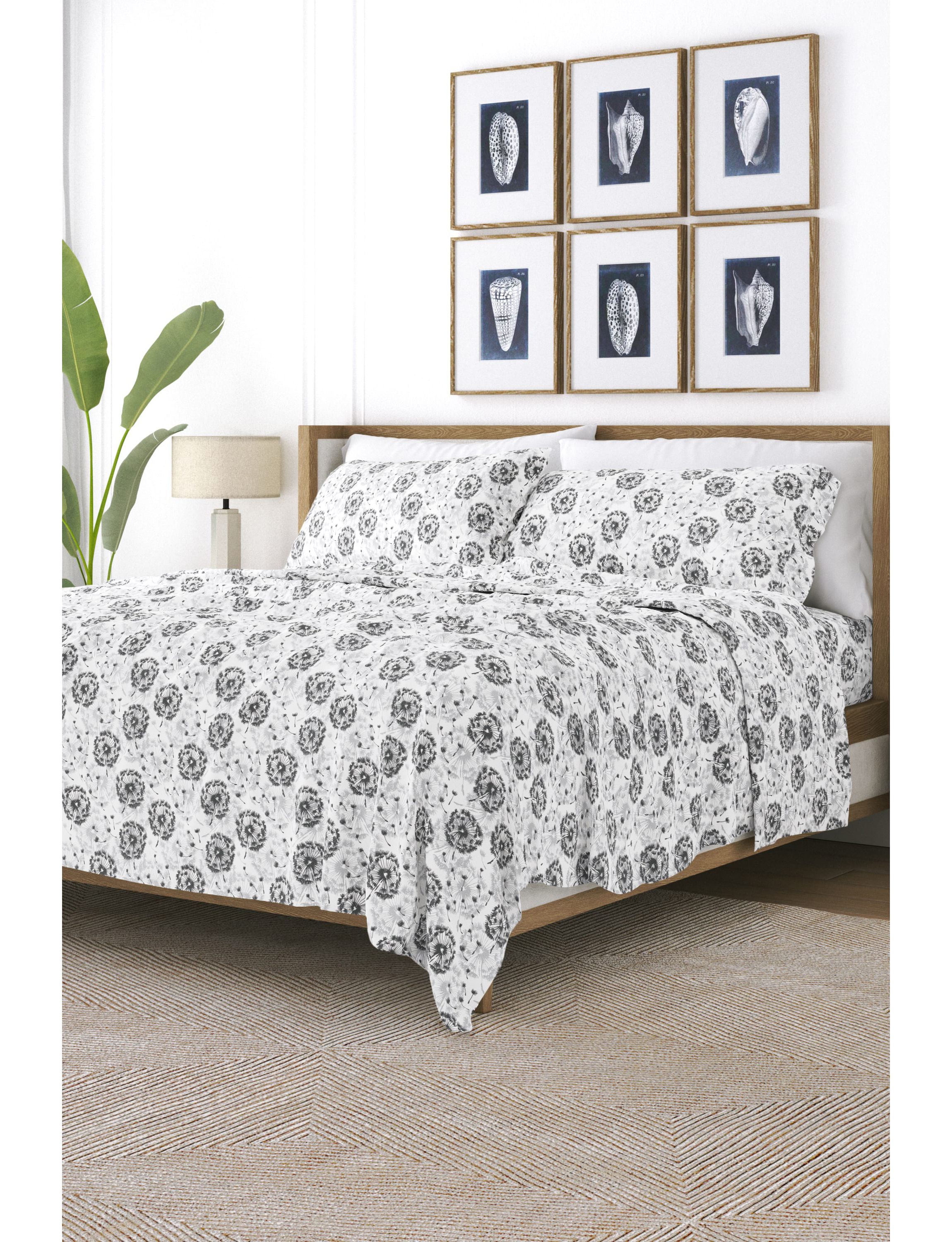 Sheet Set 4-Piece Patterned Microfiber Garden Farmhouse Ultra Soft Bedding