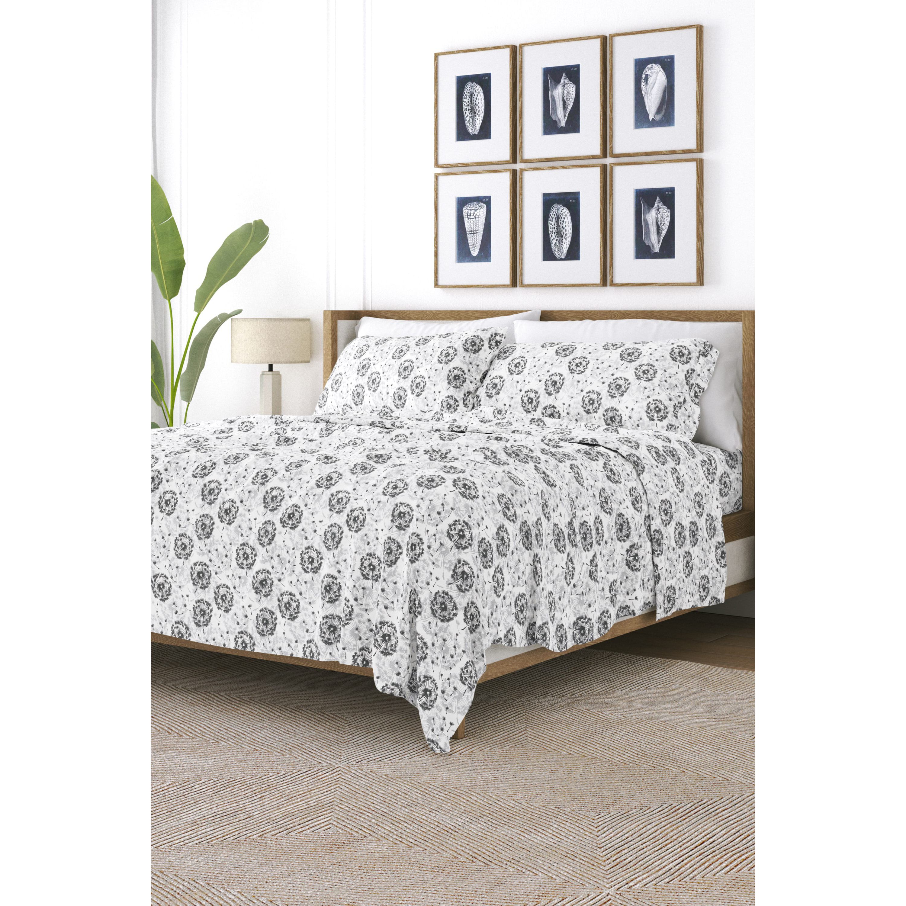 Sheet Set 4-Piece Patterned Microfiber Garden Farmhouse Ultra Soft Bedding