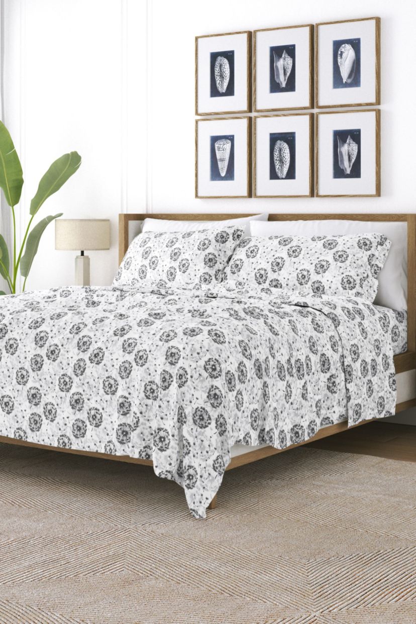 Sheet Set 4-Piece Patterned Microfiber Garden Farmhouse Ultra Soft Bedding