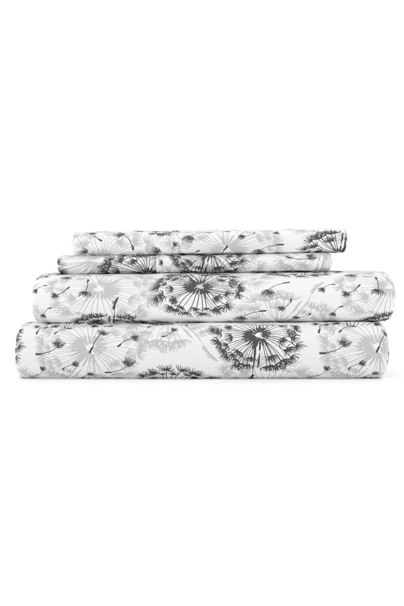 Sheet Set 4-Piece Patterned Microfiber Garden Farmhouse Ultra Soft Bedding