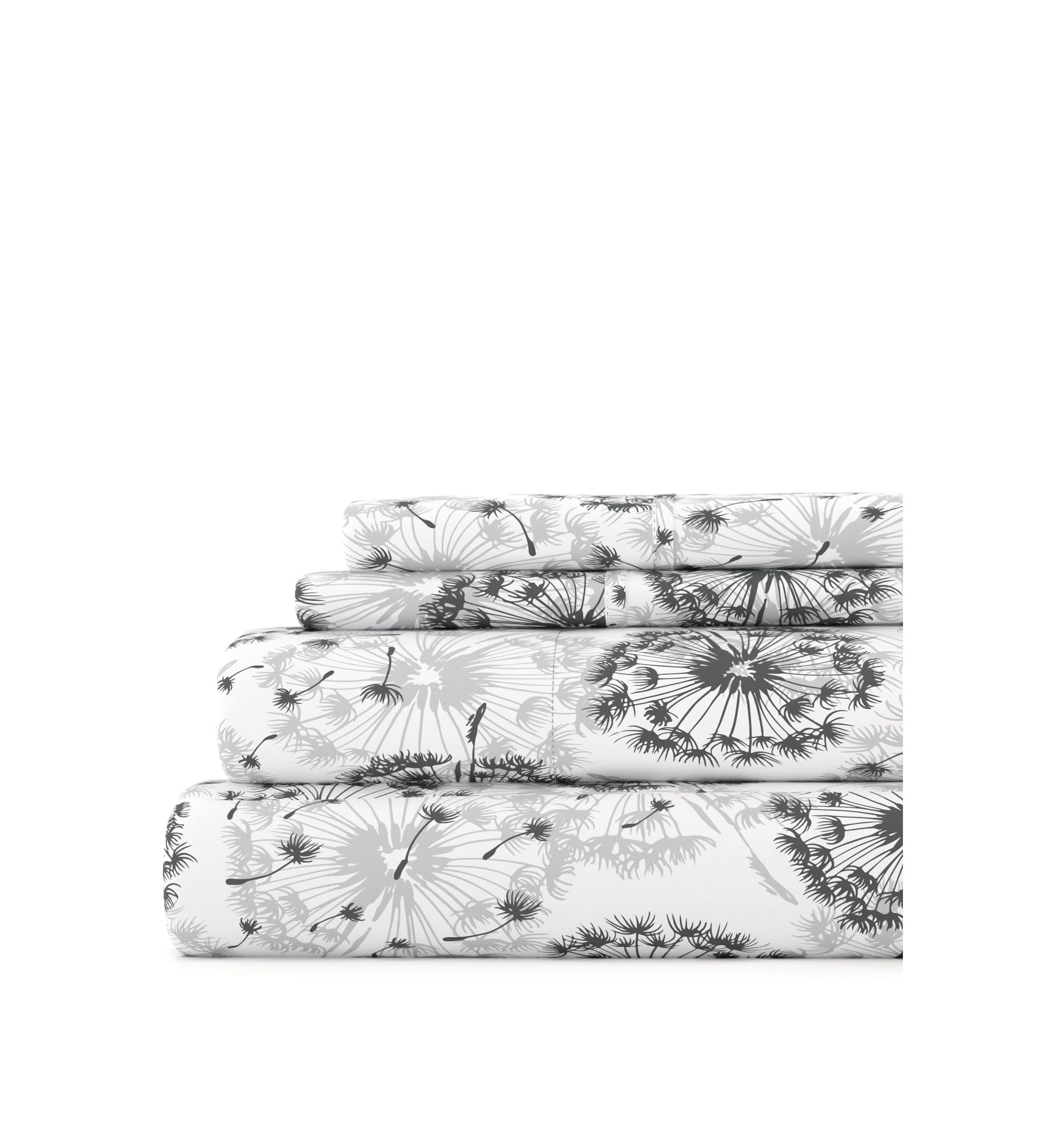 Sheet Set 4-Piece Patterned Microfiber Garden Farmhouse Ultra Soft Bedding