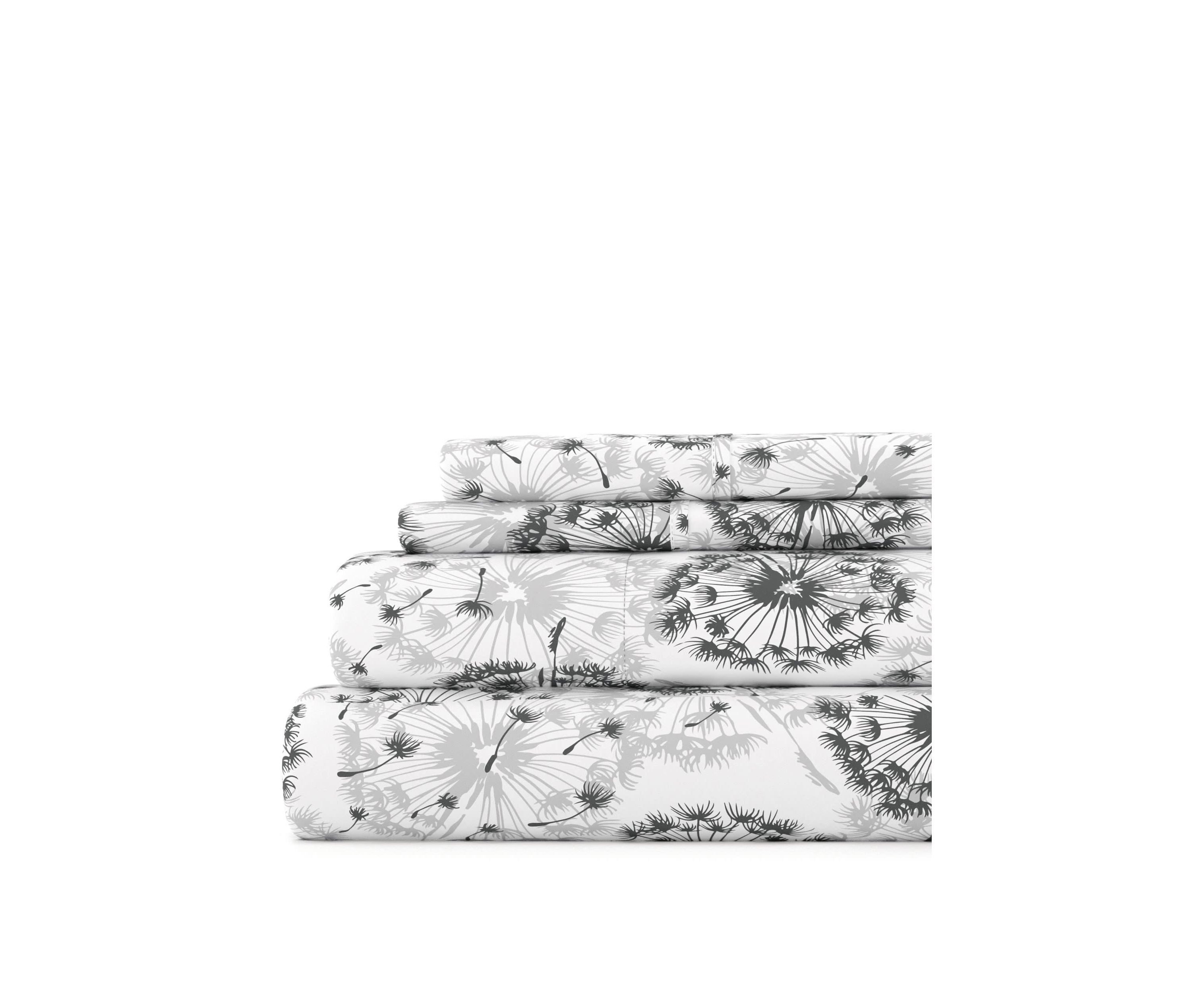 Sheet Set 4-Piece Patterned Microfiber Garden Farmhouse Ultra Soft Bedding