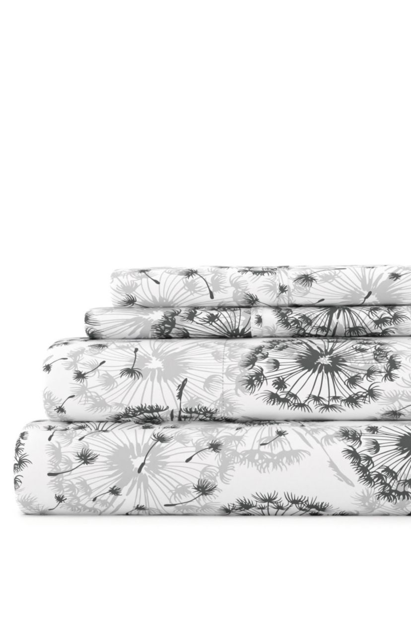 Sheet Set 4-Piece Patterned Microfiber Garden Farmhouse Ultra Soft Bedding