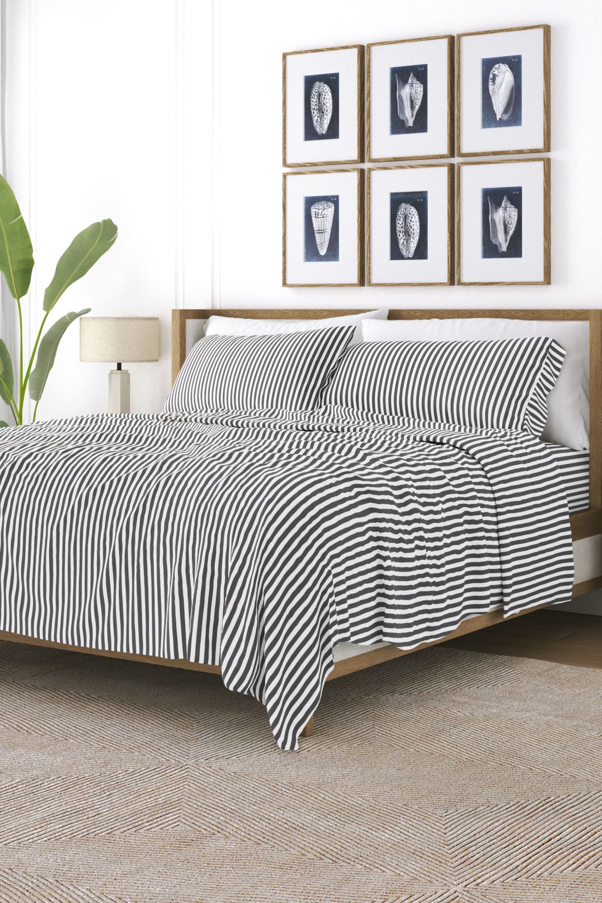 Sheet Set 4-Piece Patterned Microfiber Dots & Stripes Ultra Soft Bedding