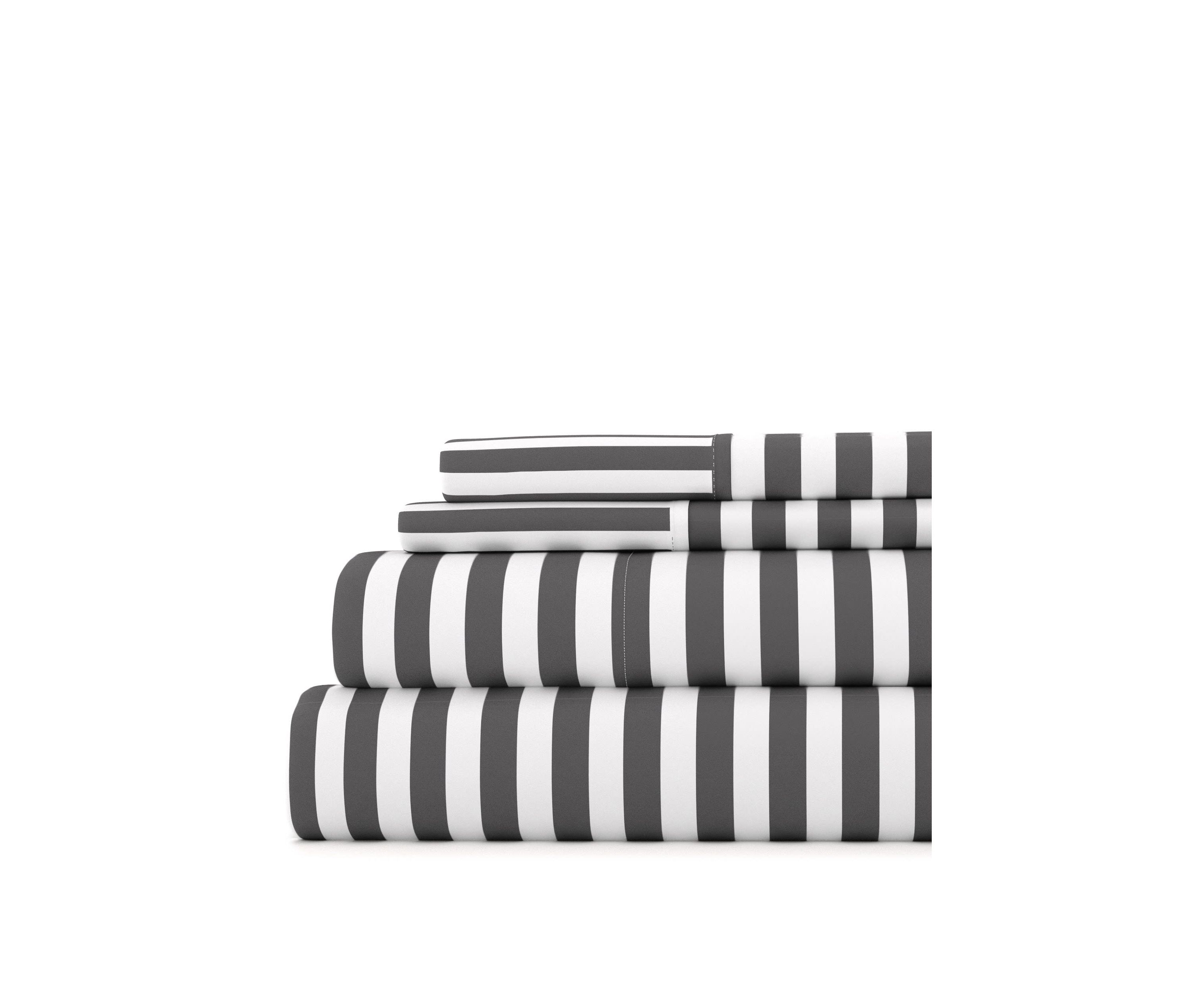 Sheet Set 4-Piece Patterned Microfiber Dots & Stripes Ultra Soft Bedding