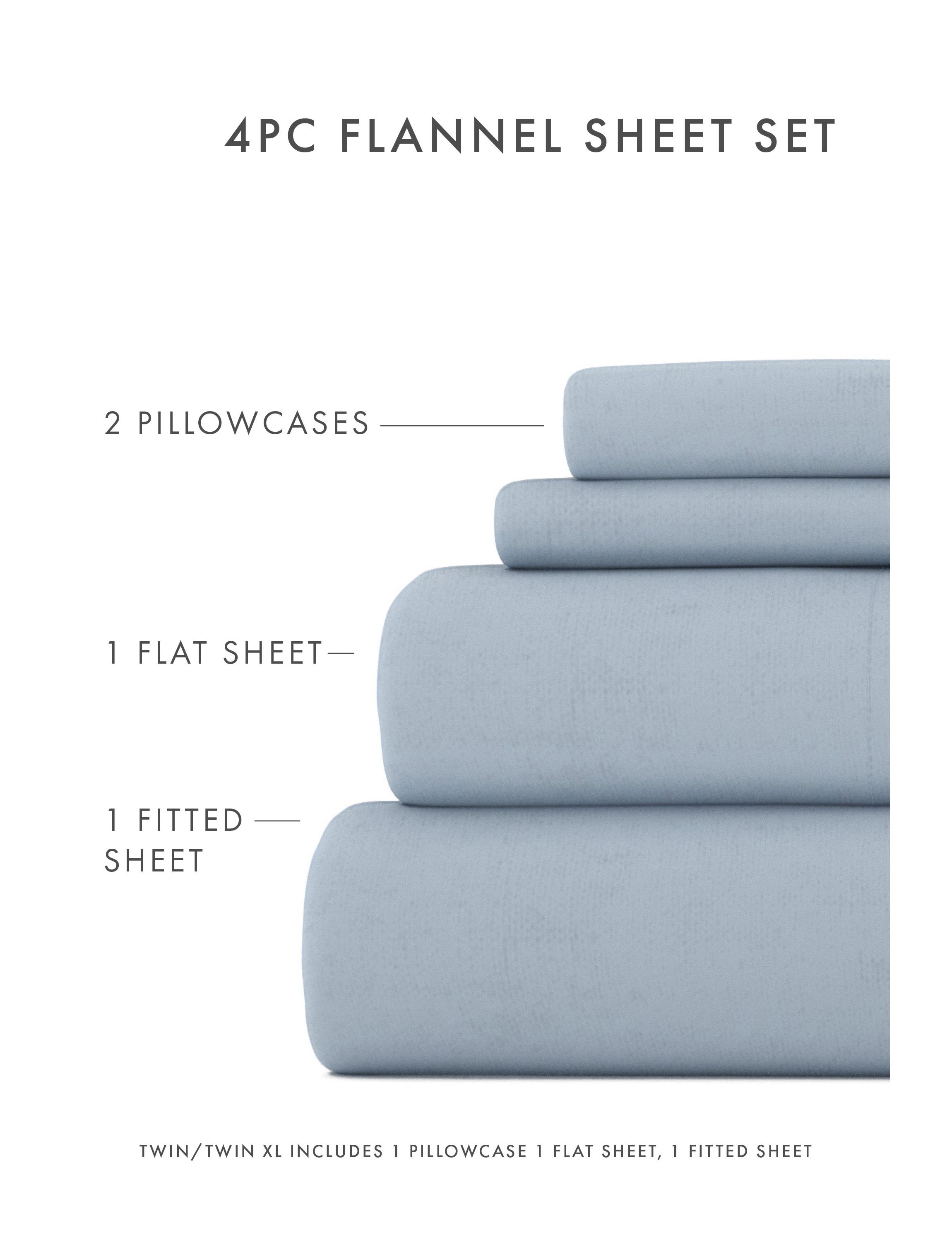 Sheet Set 4-Piece 100% Cotton Flannel Super Soft Bedding