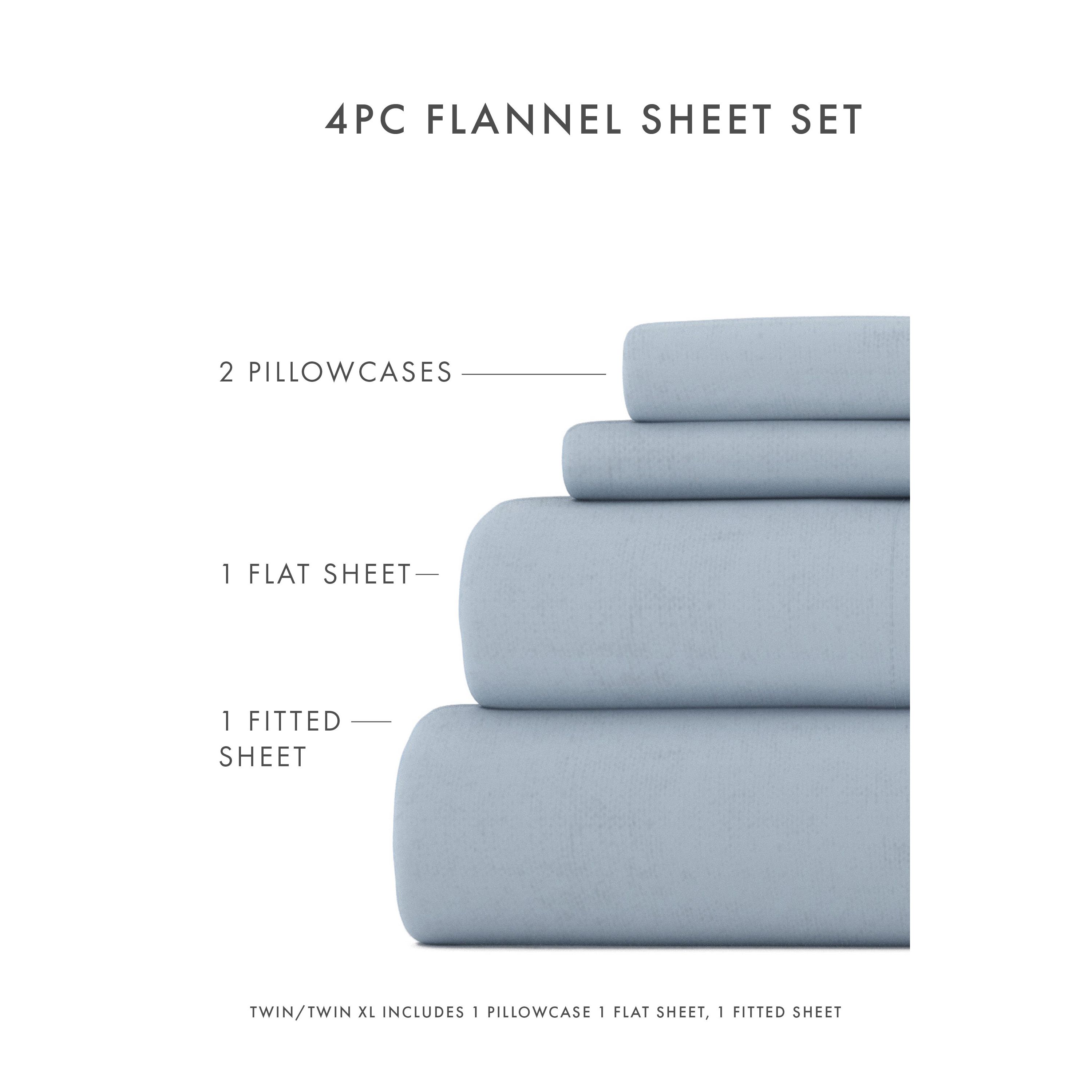 Sheet Set 4-Piece 100% Cotton Flannel Super Soft Bedding