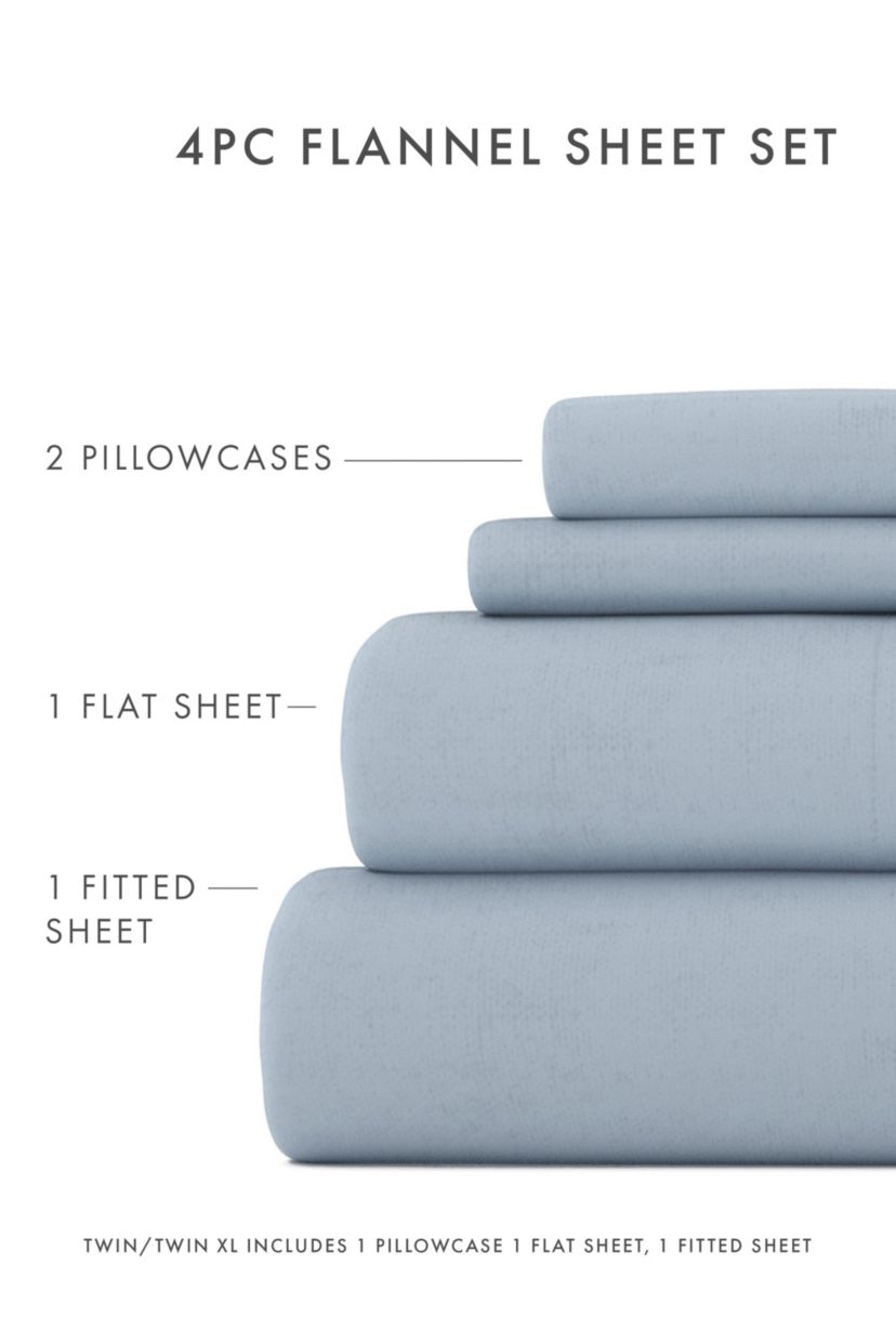 Sheet Set 4-Piece 100% Cotton Flannel Super Soft Bedding