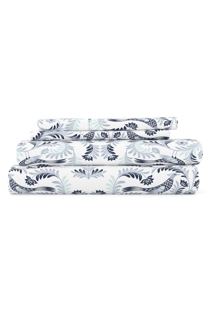 Sheet Set 4-Piece Patterned Microfiber Garden Farmhouse Ultra Soft Bedding