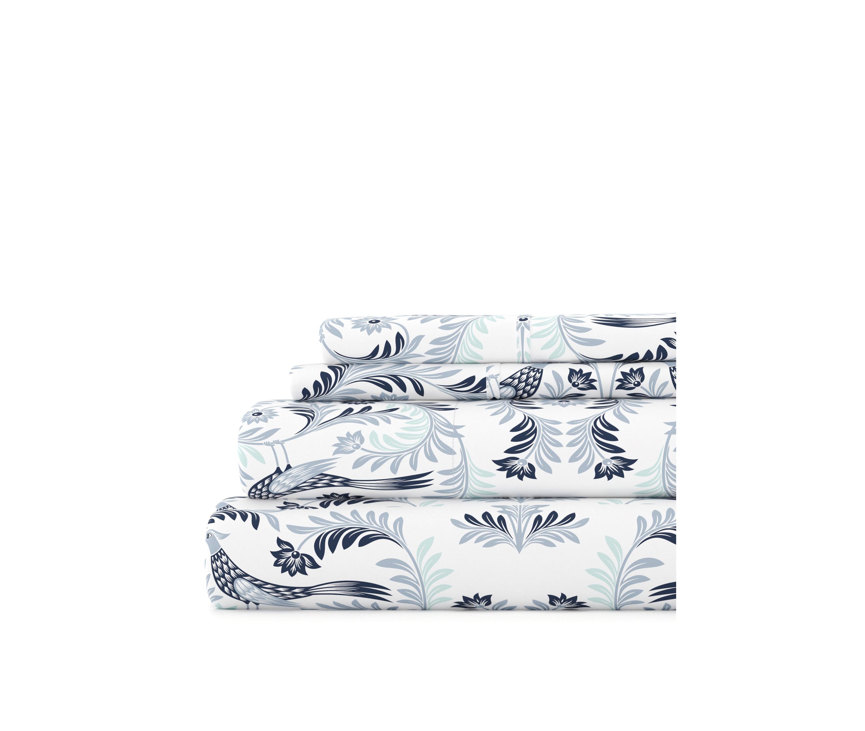 Sheet Set 4-Piece Patterned Microfiber Garden Farmhouse Ultra Soft Bedding