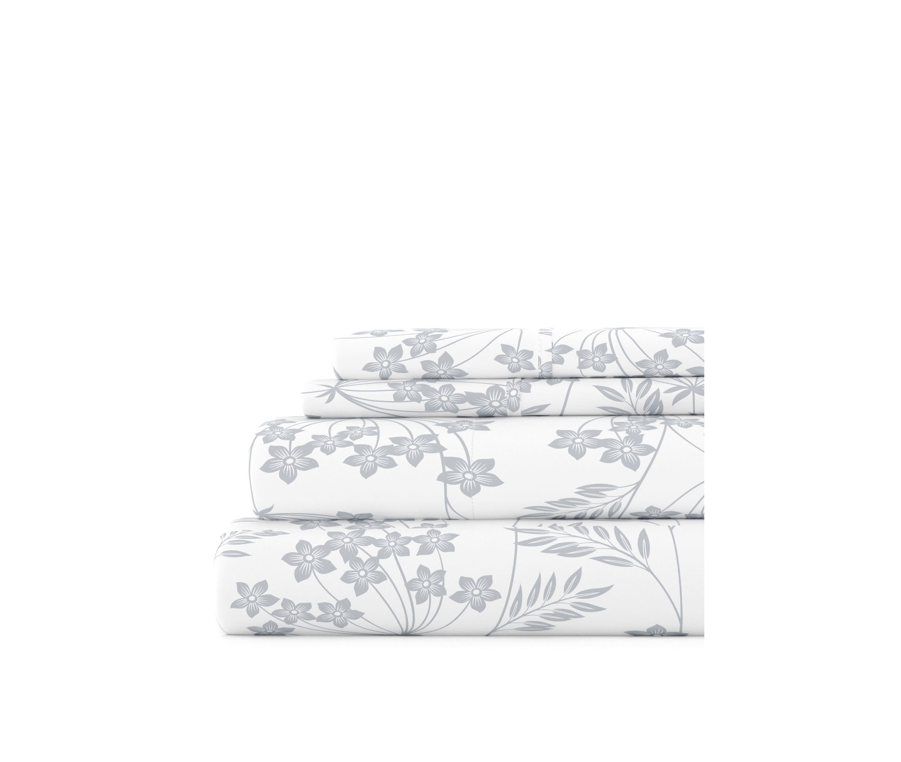 Sheet Set 4-Piece Patterned Microfiber Garden Farmhouse Ultra Soft Bedding