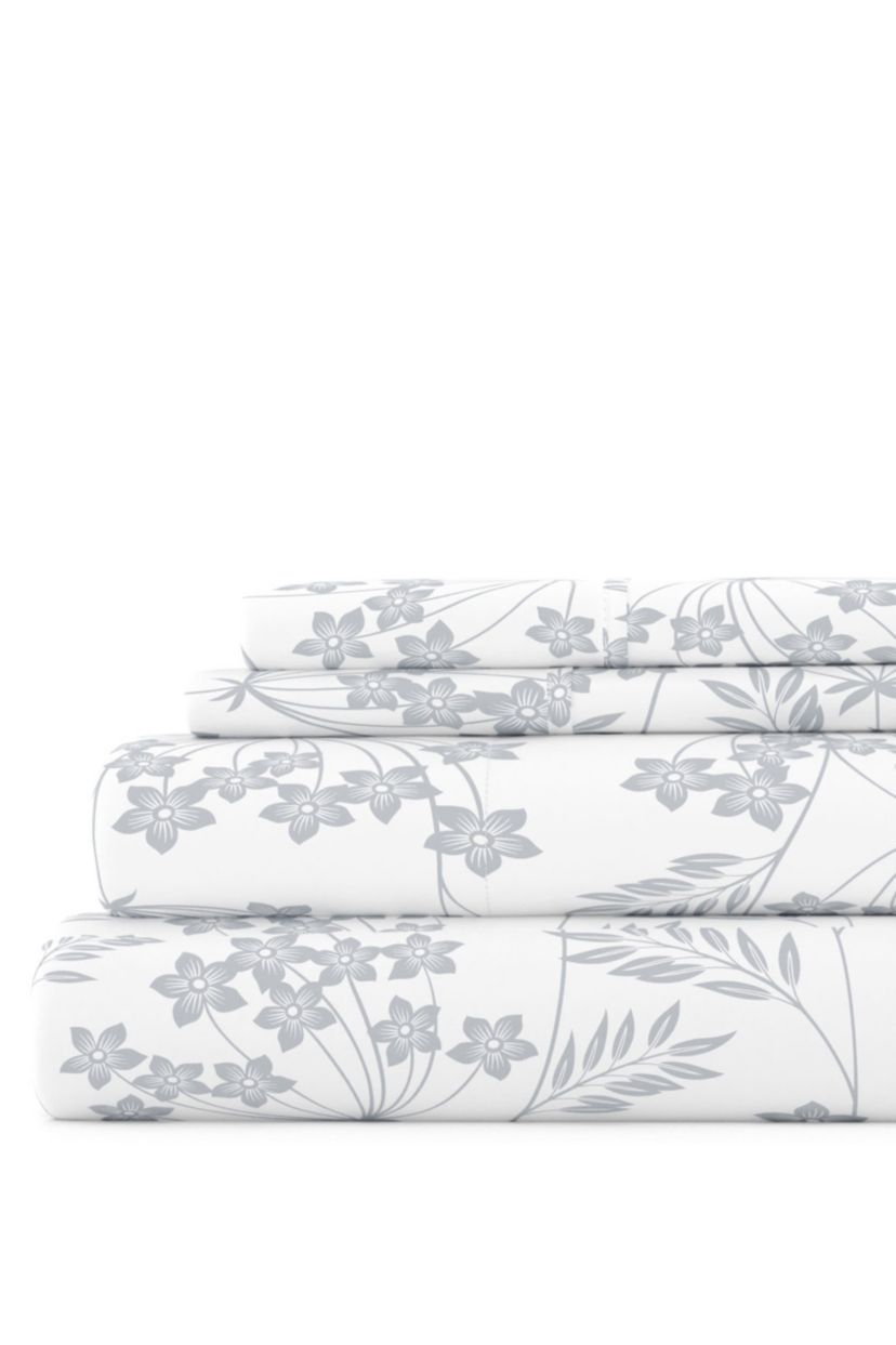 Sheet Set 4-Piece Patterned Microfiber Garden Farmhouse Ultra Soft Bedding