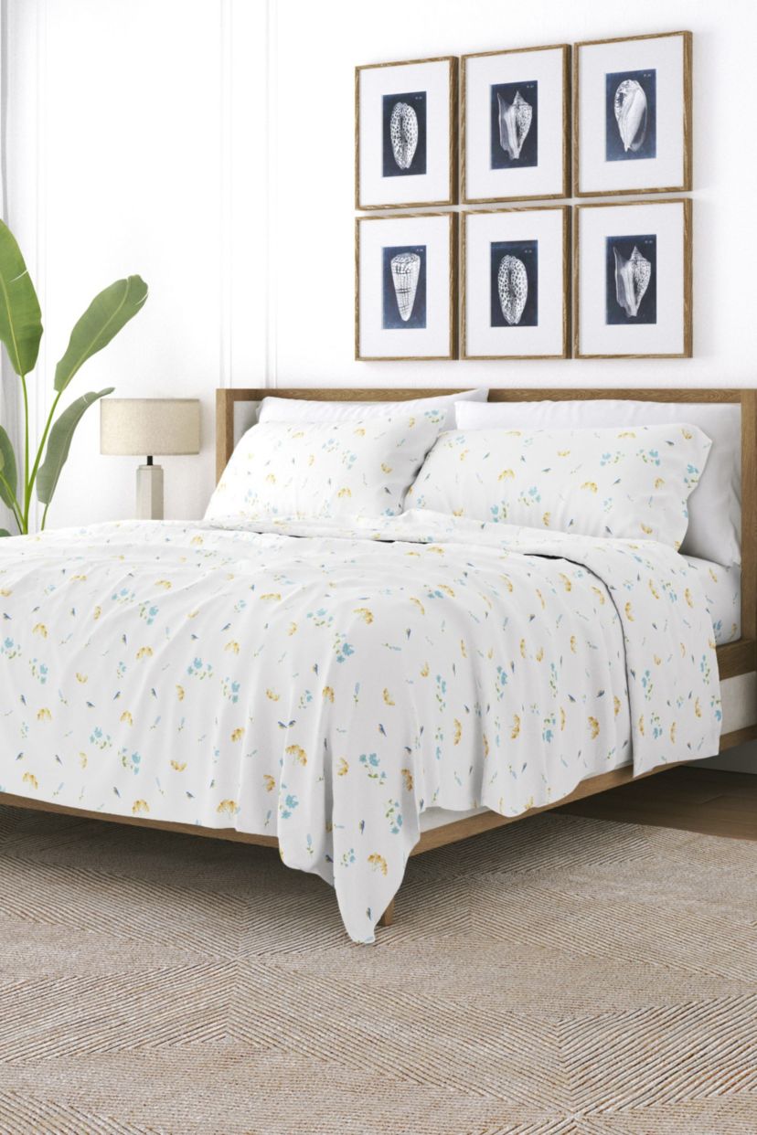 Sheet Set 4-Piece Patterned Microfiber Garden Farmhouse Ultra Soft Bedding