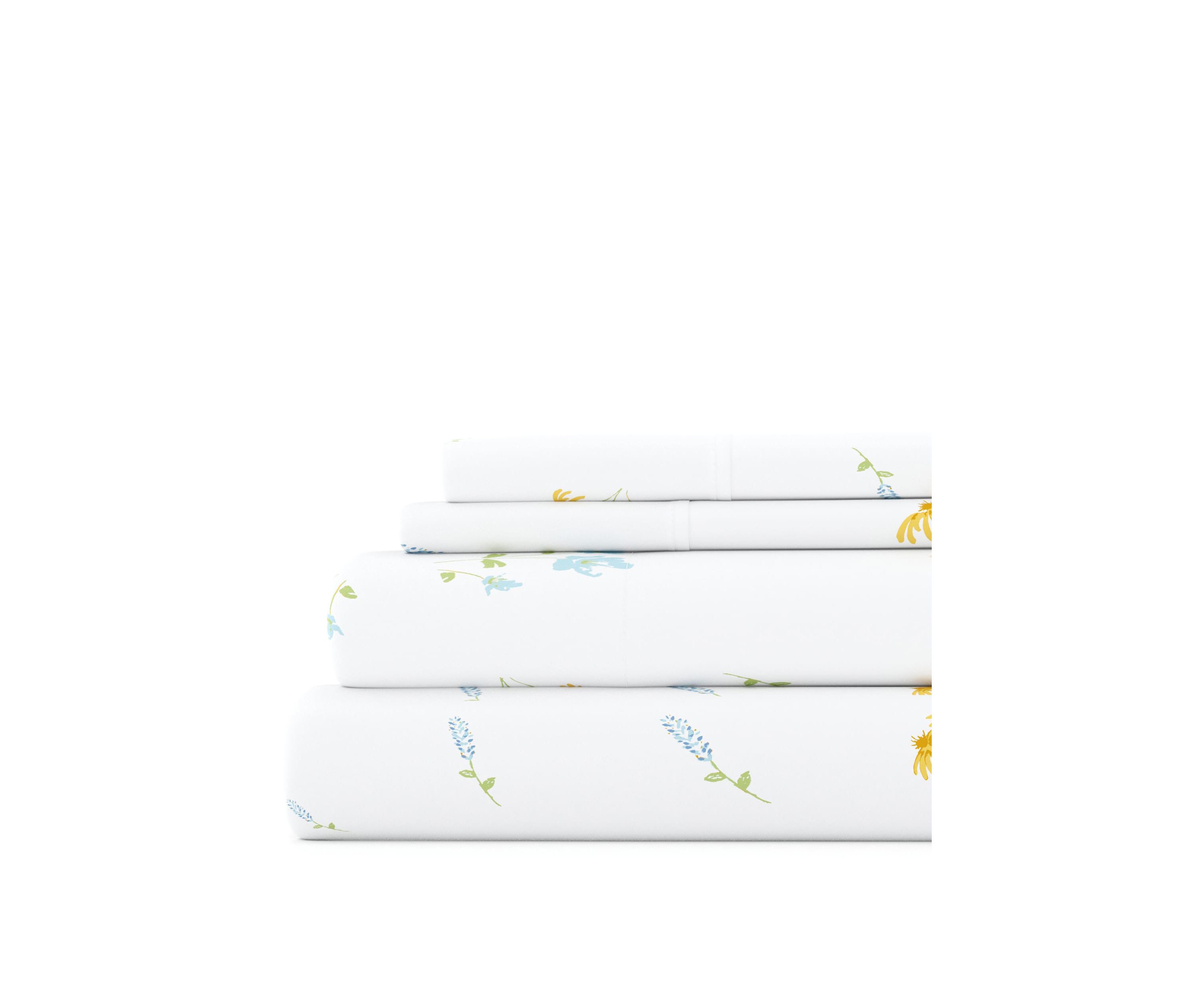 Sheet Set 4-Piece Patterned Microfiber Garden Farmhouse Ultra Soft Bedding
