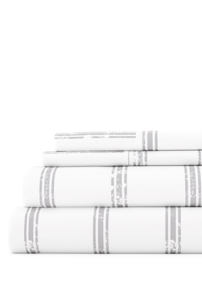 Sheet Set 3-Piece Patterned Microfiber Dots & Stripes Ultra Soft Bedding