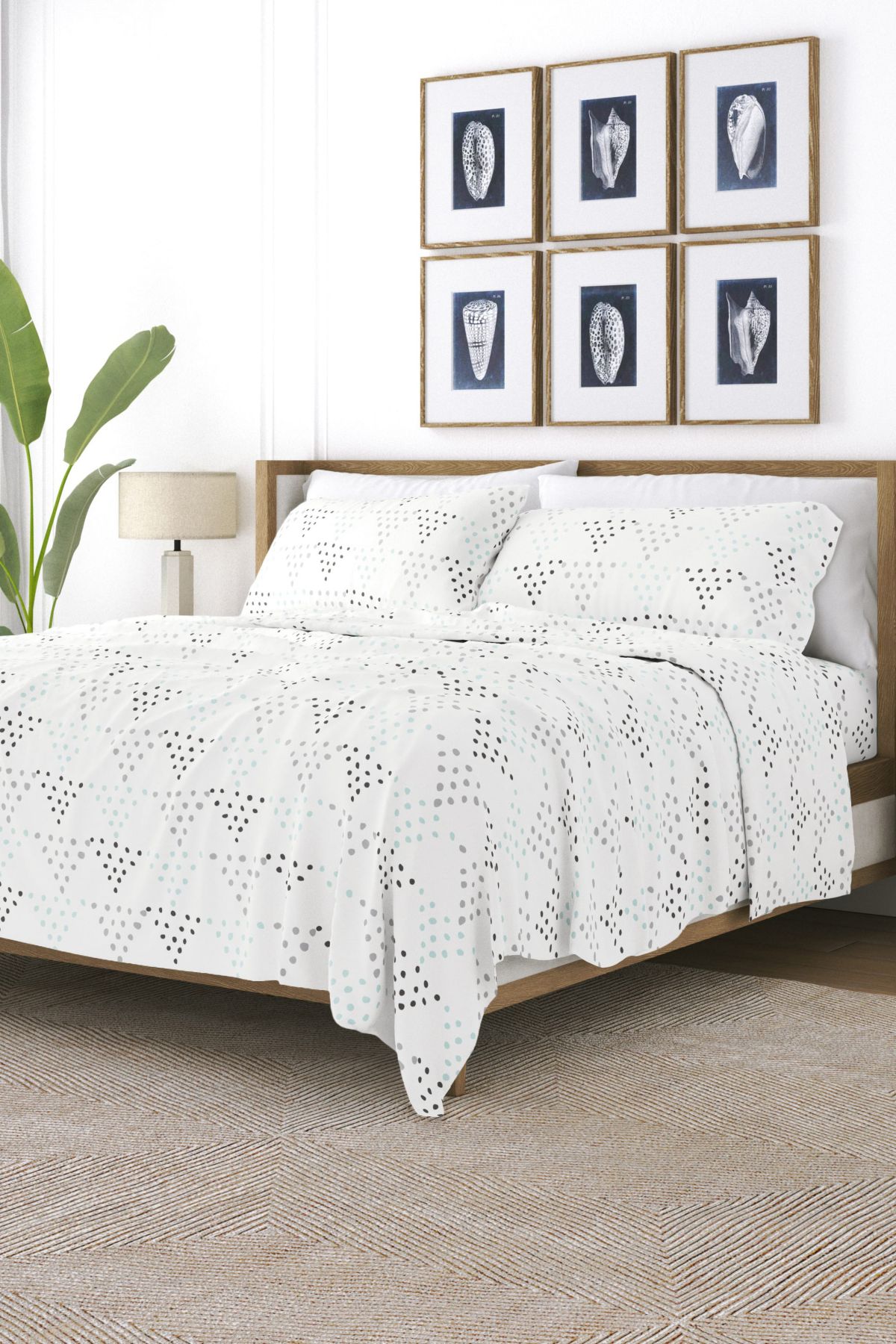 Sheet Set 4-Piece Patterned Microfiber Dots & Stripes Ultra Soft Bedding