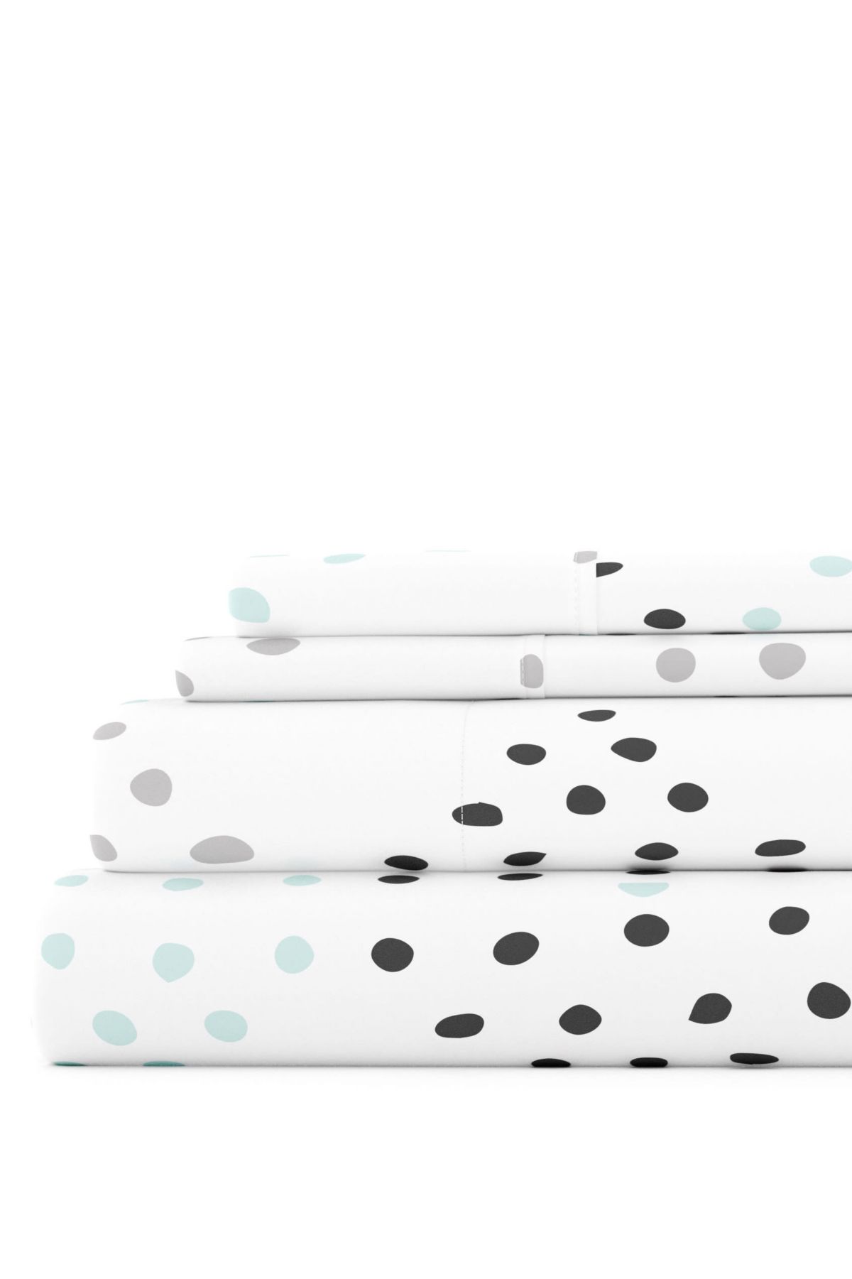 Sheet Set 4-Piece Patterned Microfiber Dots & Stripes Ultra Soft Bedding