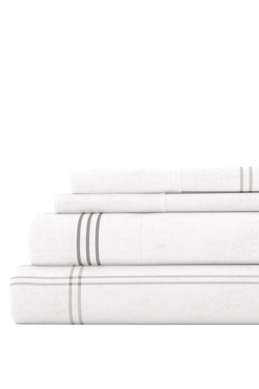 Sheet Set 4-Piece 100% Cotton Flannel Patterned Super Soft Bedding