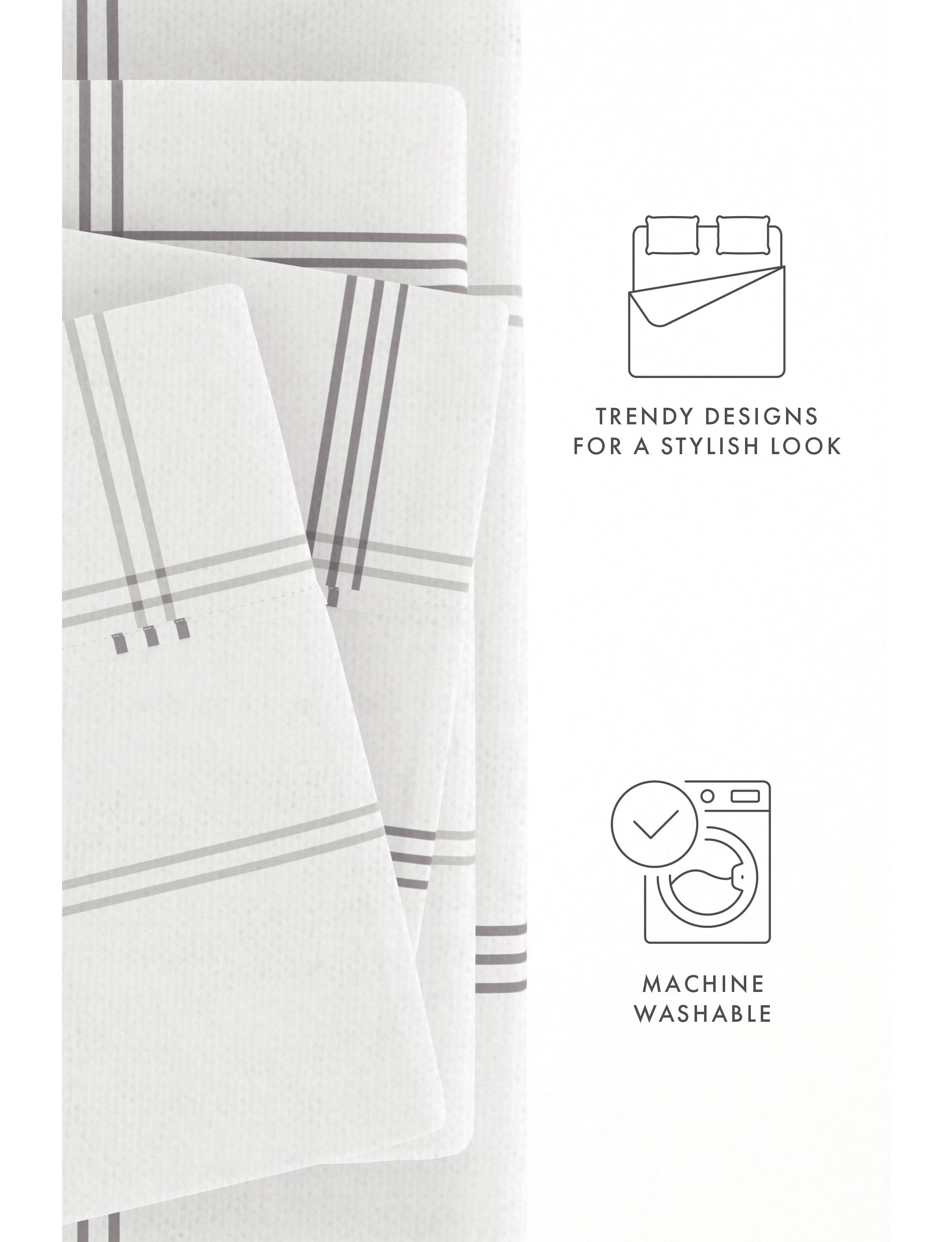 Sheet Set 4-Piece 100% Cotton Flannel Patterned Super Soft Bedding