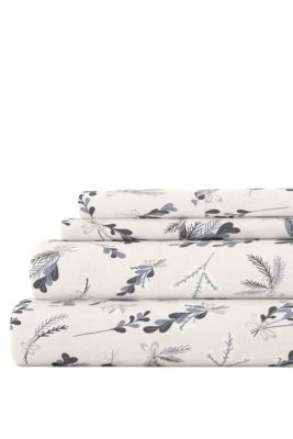 Luxury Inn Sheet Set 4-Piece 100% Cotton Flannel Patterned Super Soft Bedding, Gray, Full