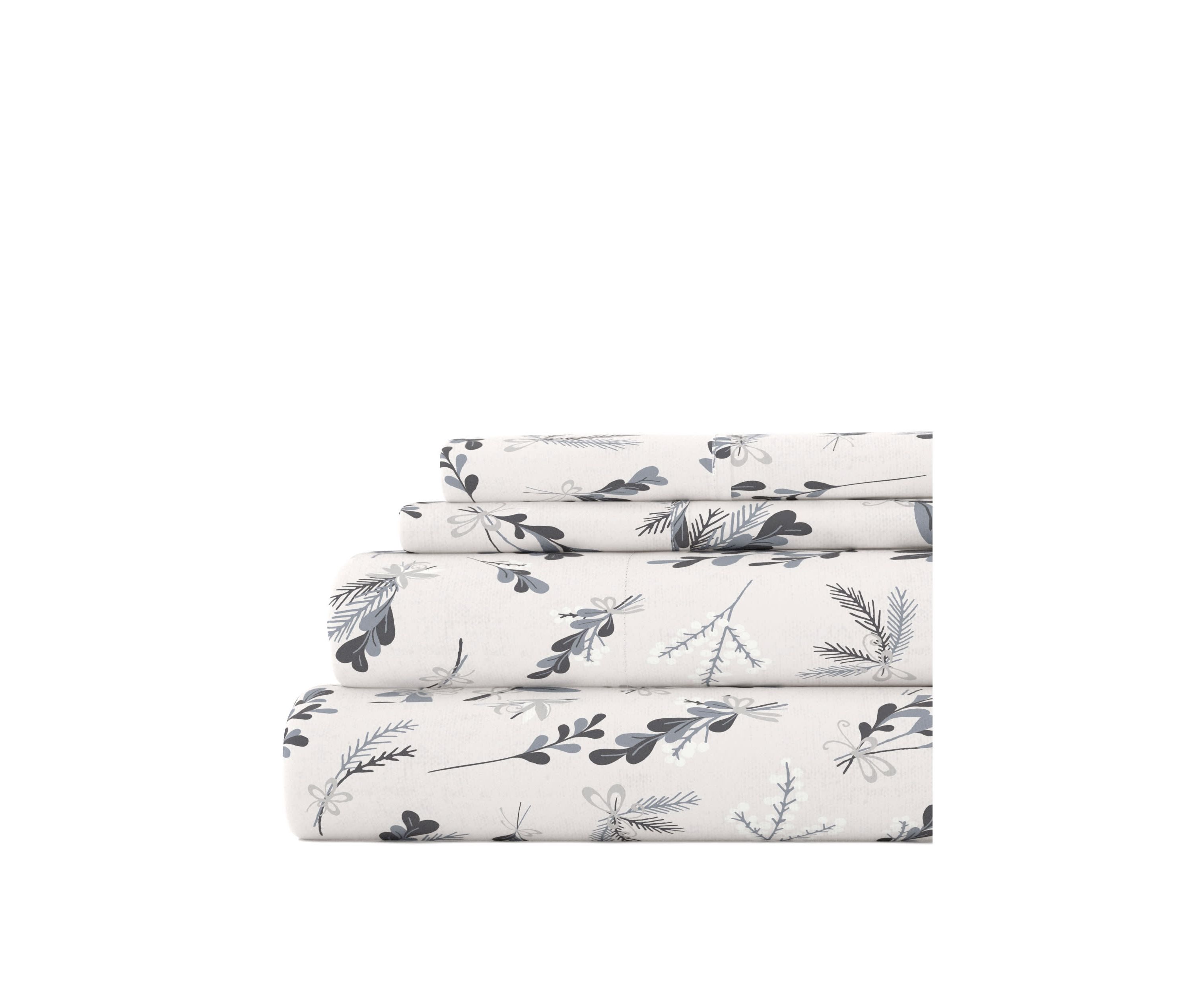 Sheet Set 4-Piece 100% Cotton Flannel Patterned Super Soft Bedding