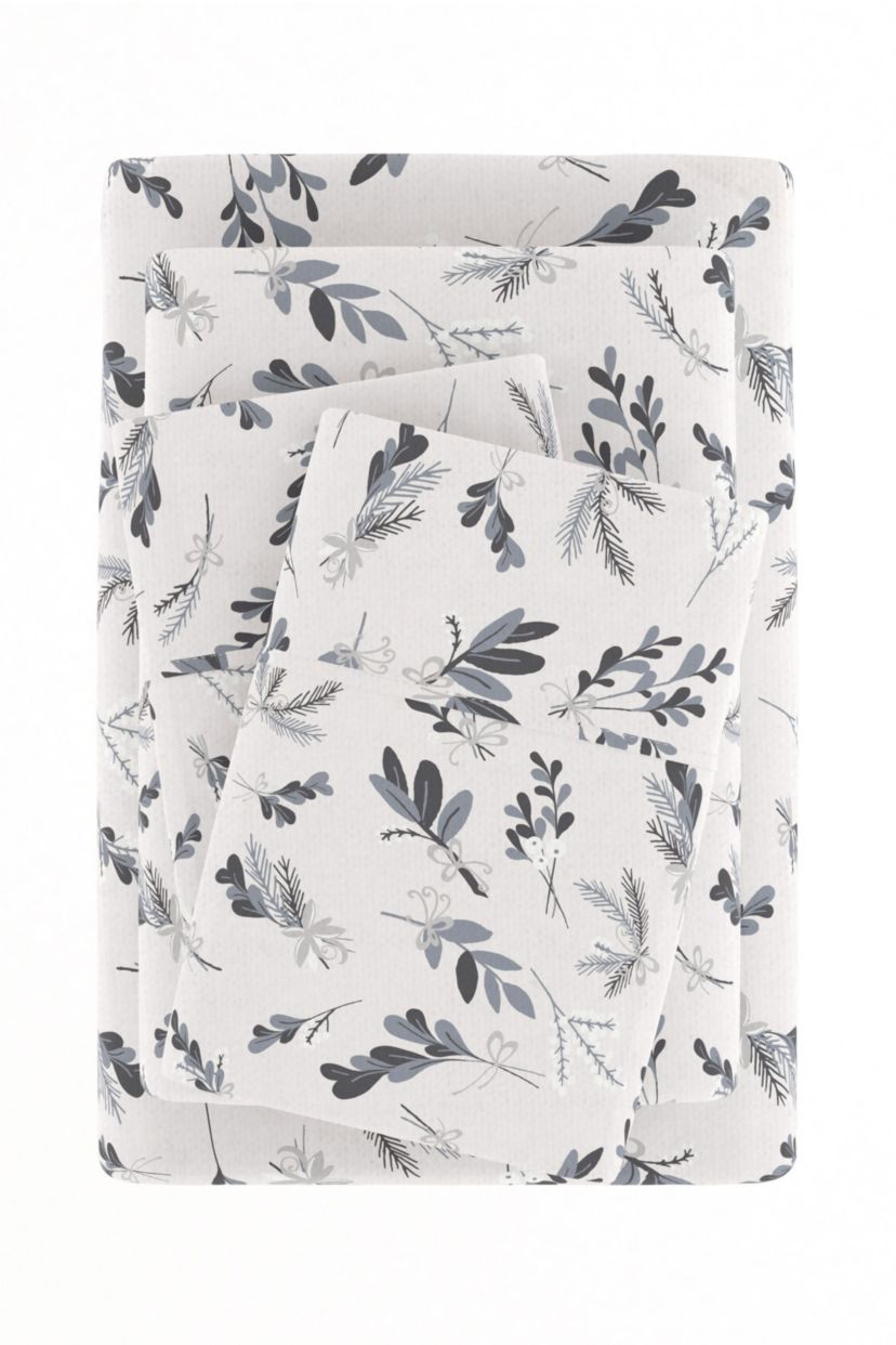 Sheet Set 4-Piece 100% Cotton Flannel Patterned Super Soft Bedding