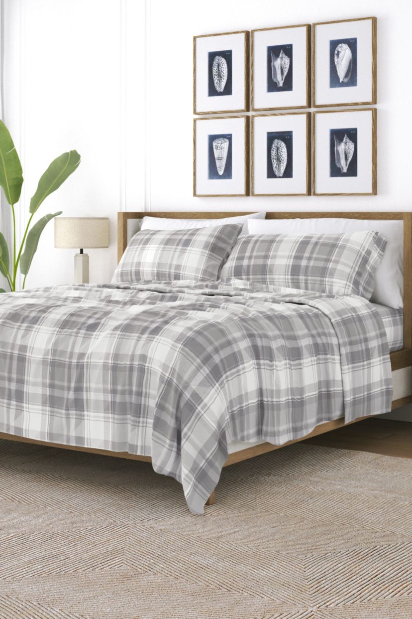 Sheet Set 4-Piece 100% Cotton Flannel Patterned Super Soft Bedding