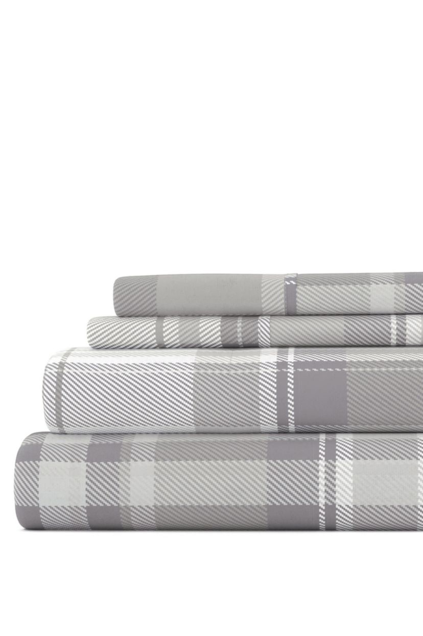 Sheet Set 4-Piece 100% Cotton Flannel Patterned Super Soft Bedding