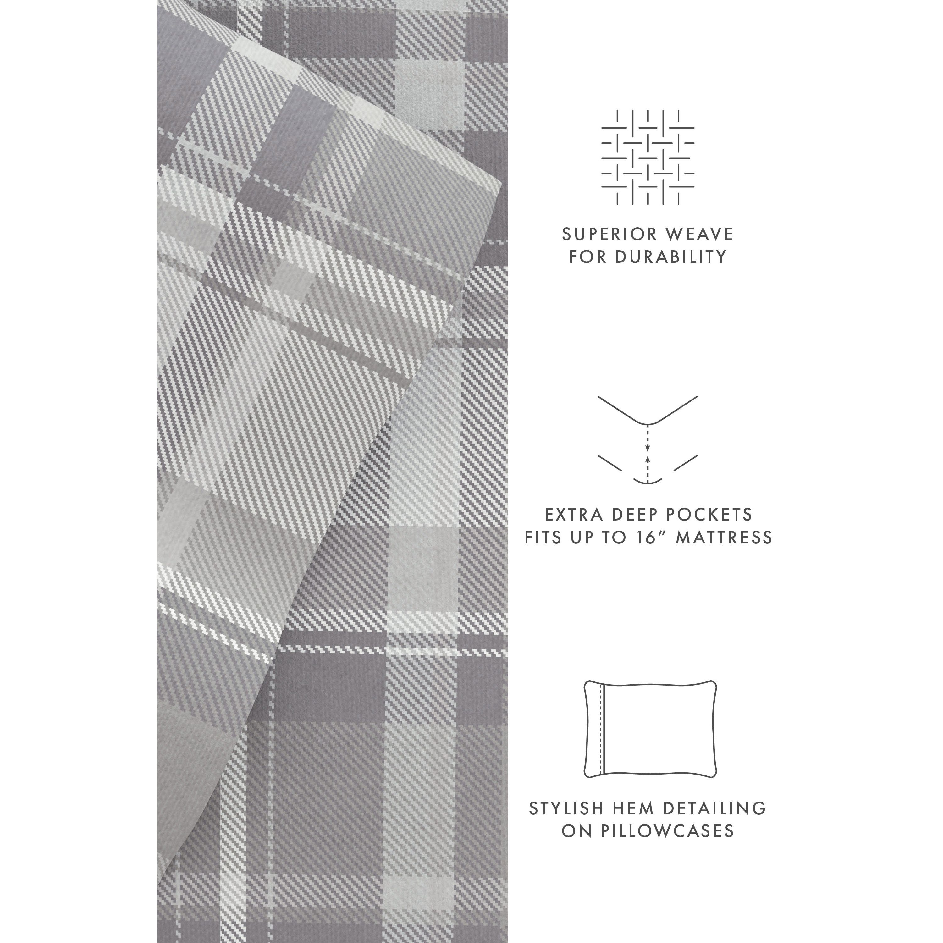 Sheet Set 4-Piece 100% Cotton Flannel Patterned Super Soft Bedding